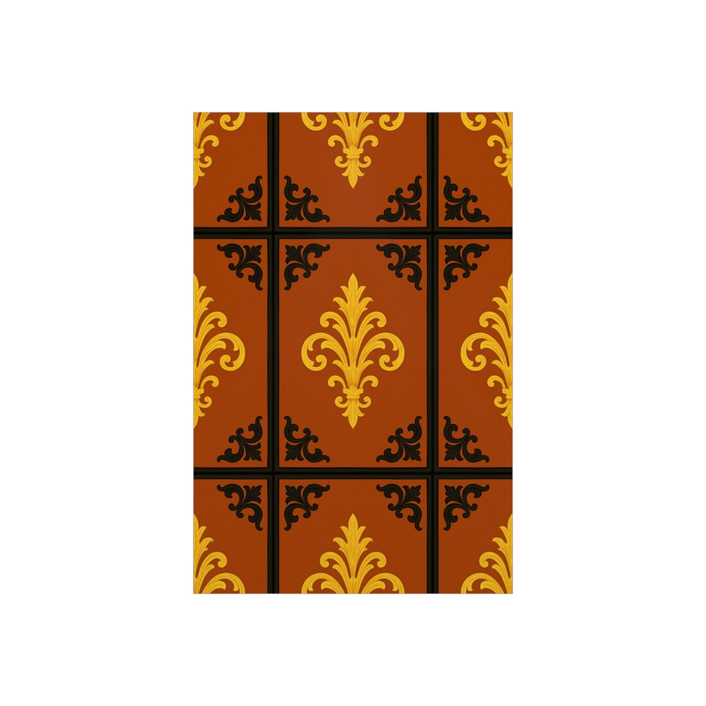 Dusk Terracotta Baroque Foam Board — Baroque Pattern Wall Art (Dusk Terracotta, Gold & Black)