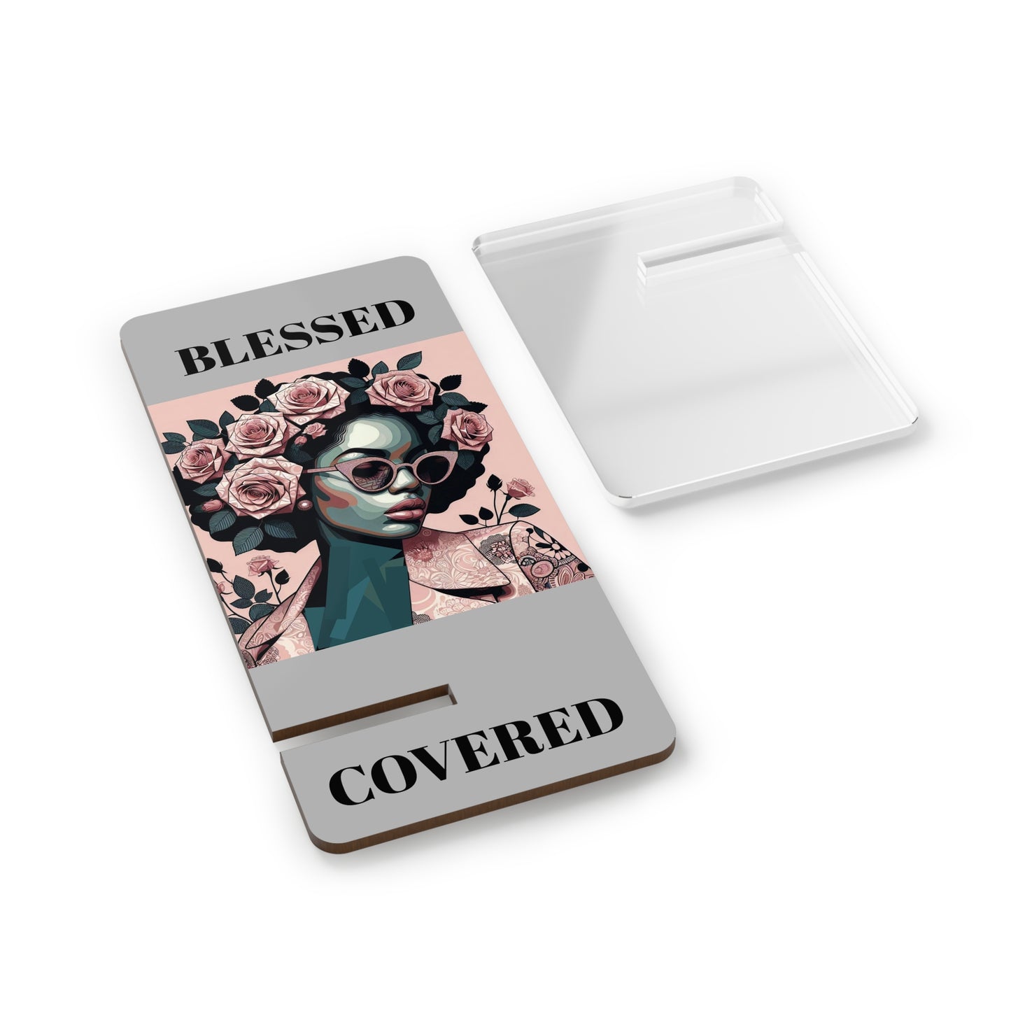 Stylish Smartphone Stand, Decor for Home Office, Gift for Tech Lovers, Blessing Inspired Mobile Display, Unique Phone Holder