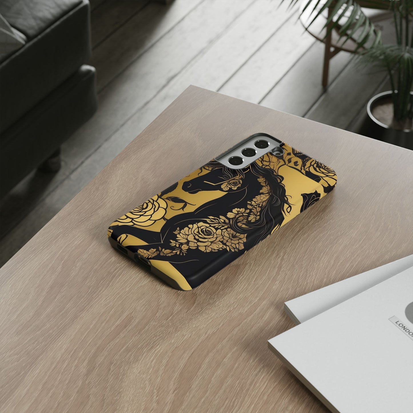 Phone Case - Elegant Horse & Roses Design