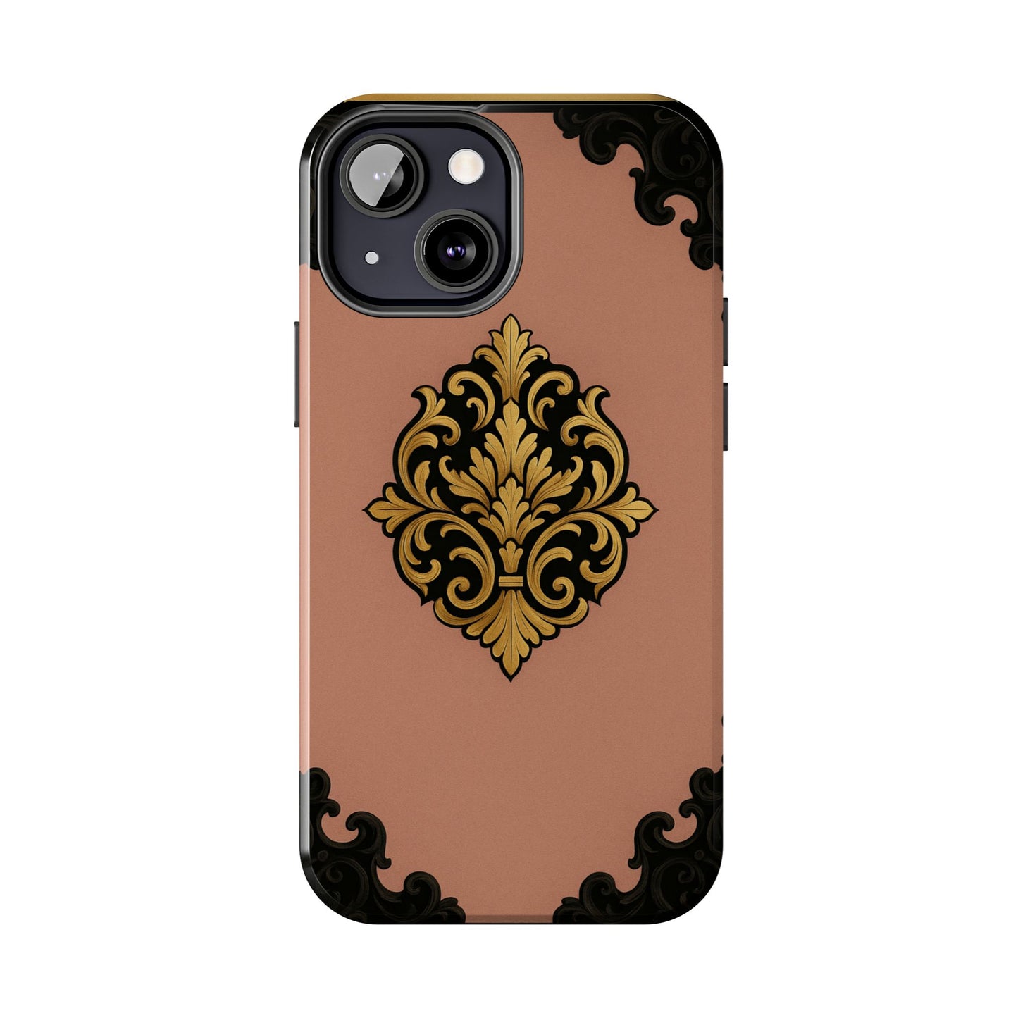 Mauve & Black-Gold Baroque Tough Phone Case — Ornate Protective iPhone Cover