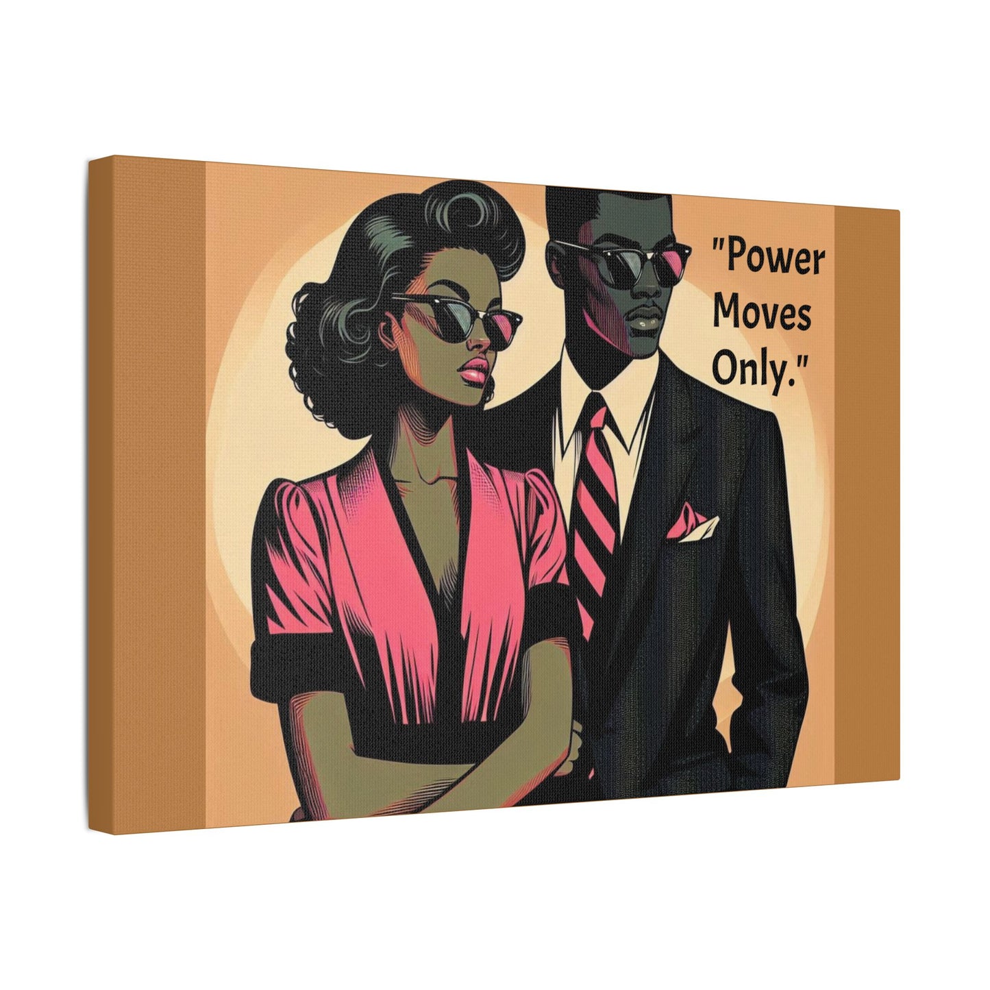Afro Art Print Canvas, Wall Decor, Satin Stretched Canvas, African American Art, Office Decor, Home Decor - "Power Moves Only."