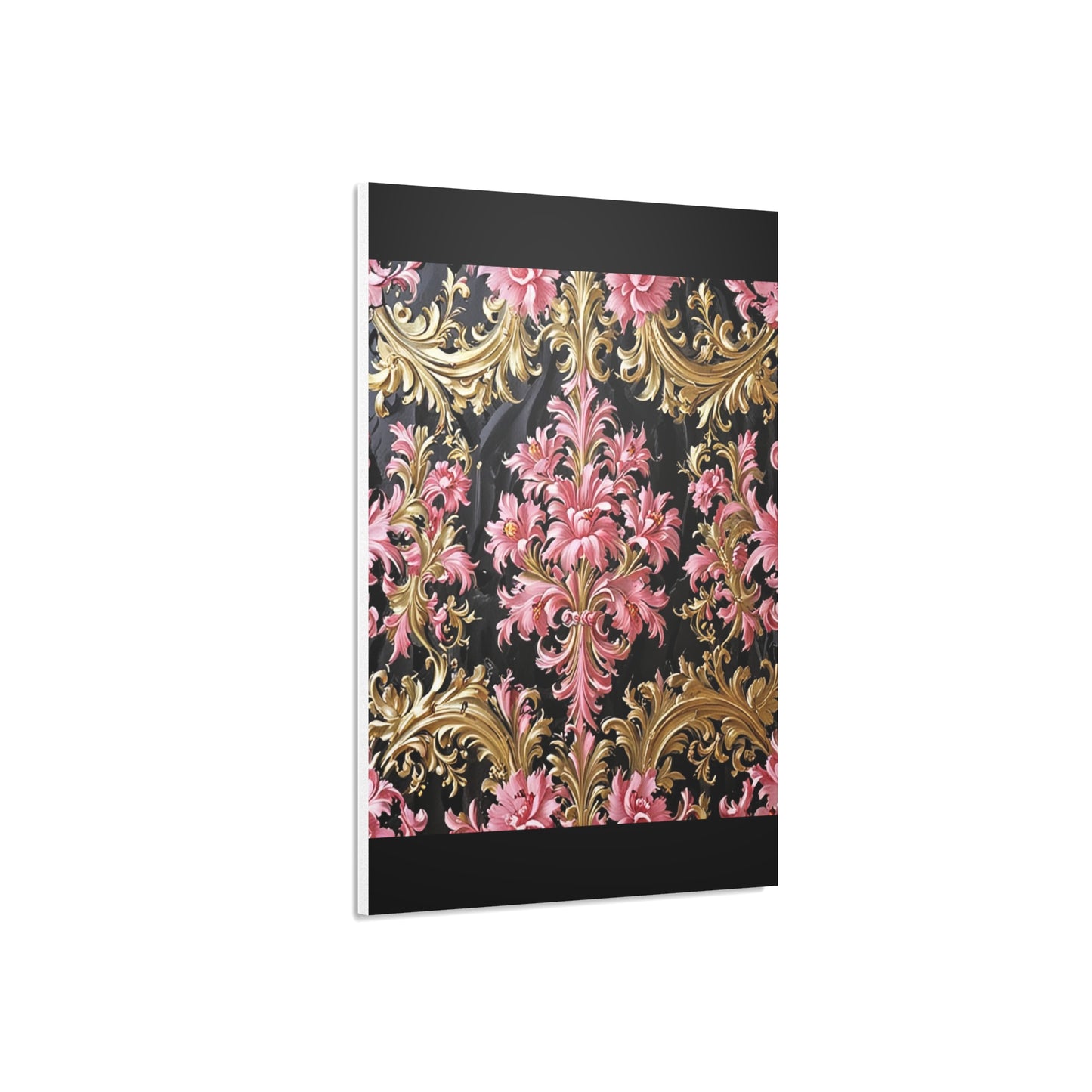 Elegant Floral Foam Board | Decorative Wall Art, Home Decor, Wedding Decor, Party Backdrop - Black & Pink Oil Painting Style Rococo
