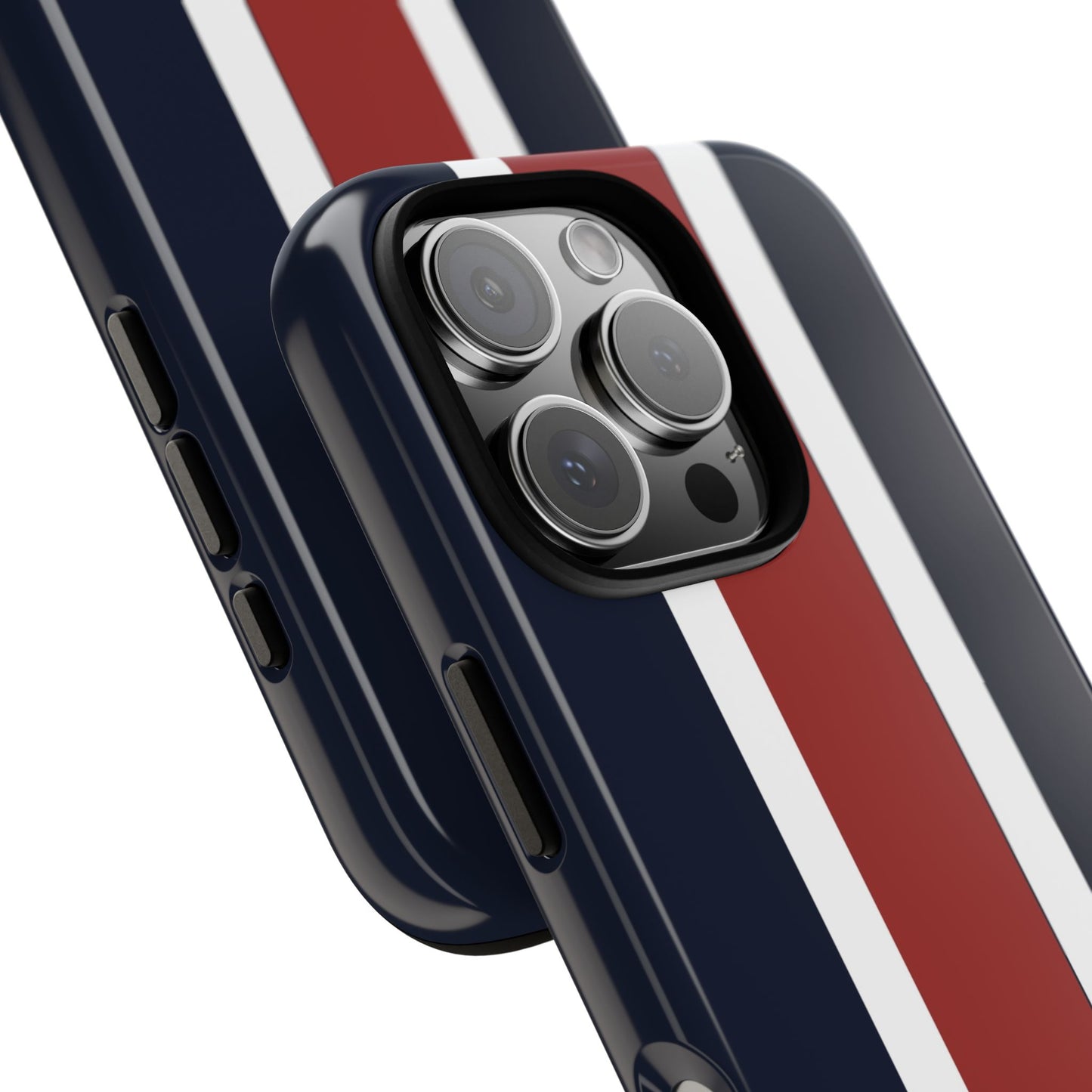Lunar Midnight & Red-White Striped Stylish Phone Case - Tough Cases, Custom iPhone Cover, Sleek Phone Accessories, Gifts for Him/Her