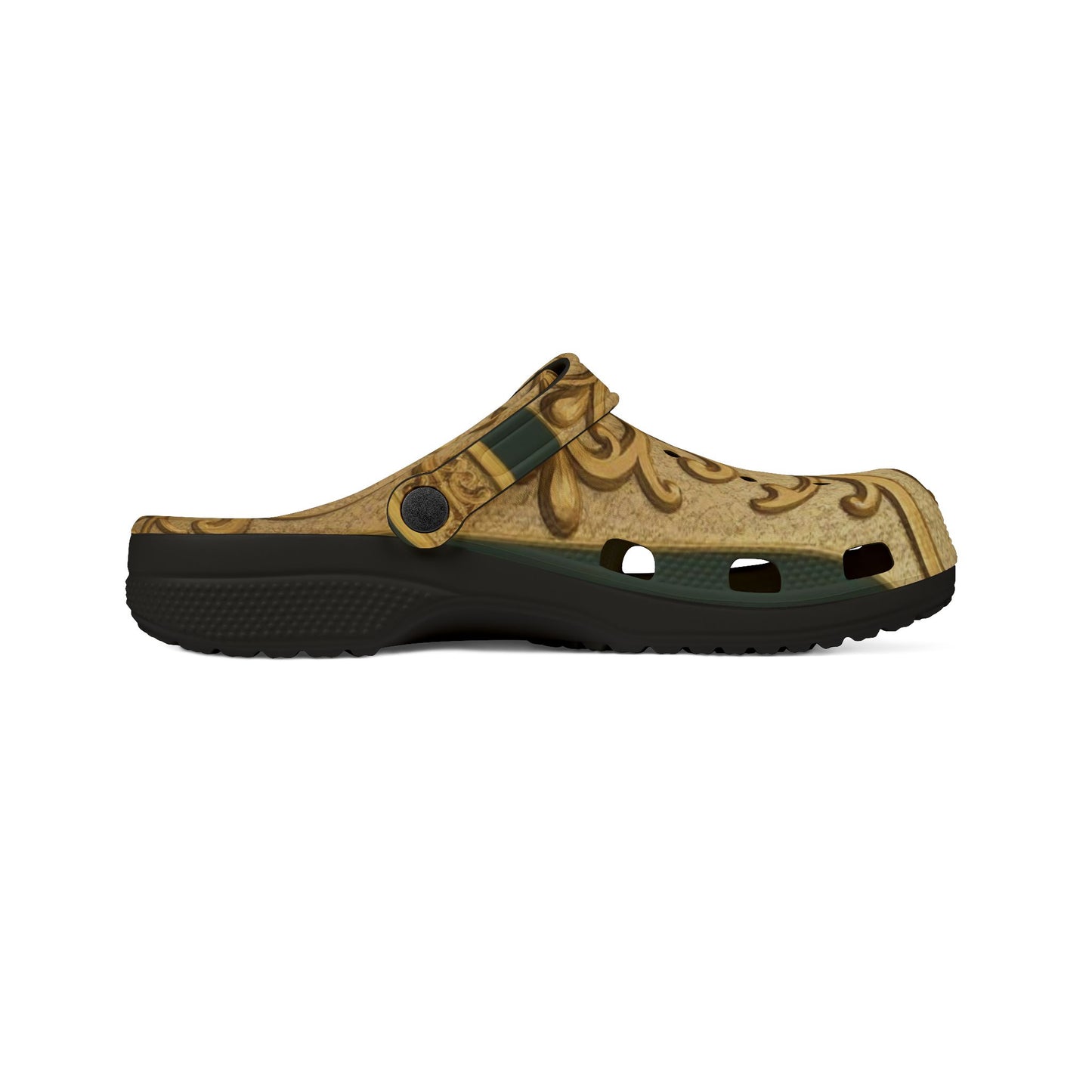 Elegant Teal Striped Gold Baroque Patterned EVA Foam Clogs, Comfortable Garden Shoes, Lightweight Slip-Ons for Everyday Wear, Unique House Slippers, Fashionable [...]