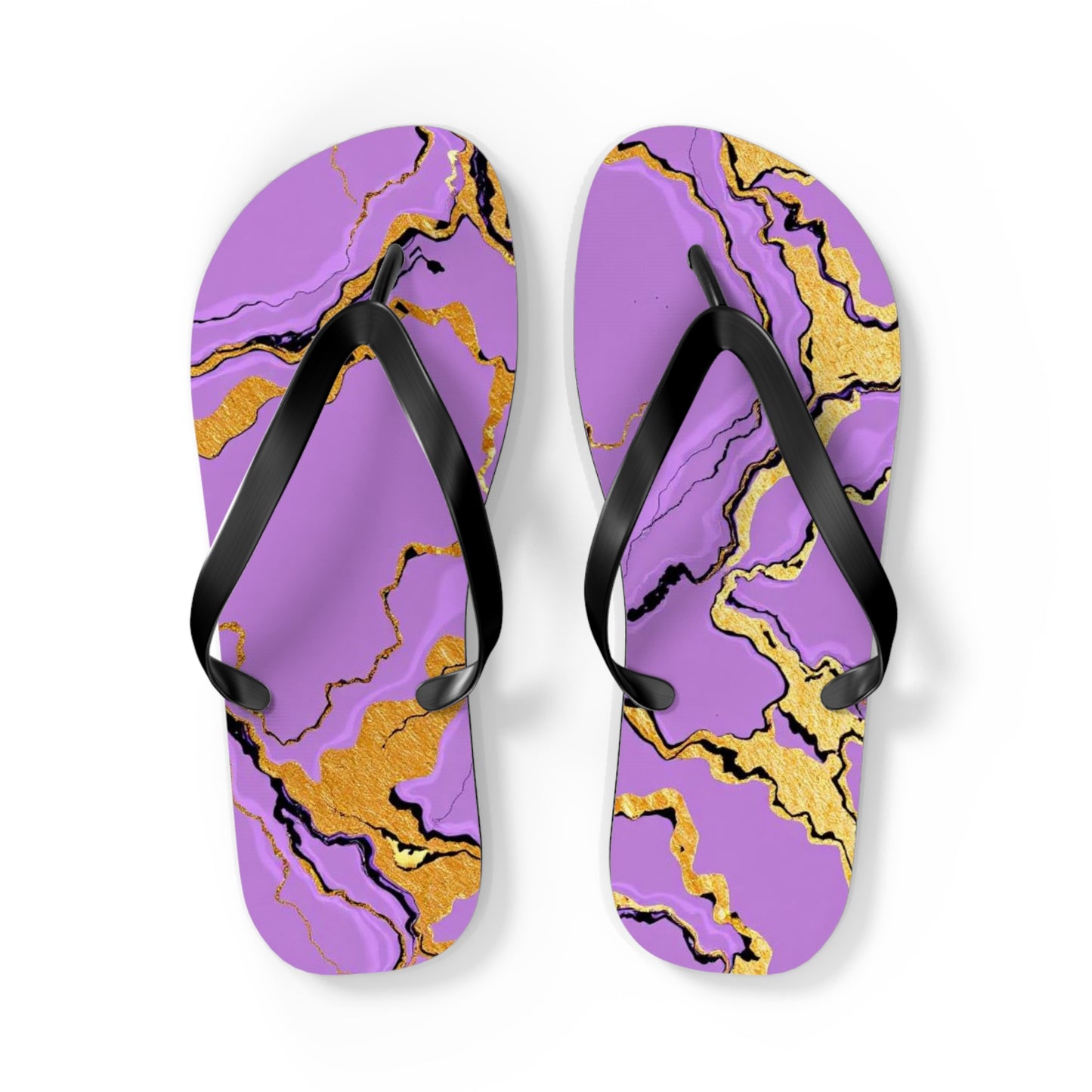 Vibrant Marble Lavender Print Flip Flops | Trendy Summer Sandals, Beach Footwear, Vacation Essential, Stylish Outdoor Slippers, Gift for Her