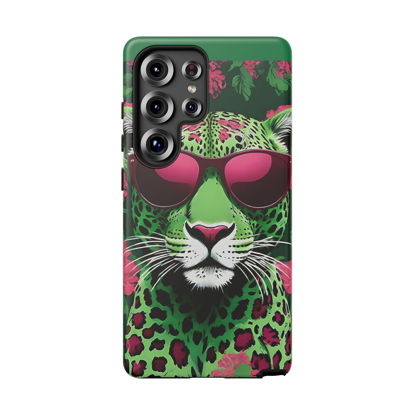 Phone Case - Lime Green & Burgundy Leopard In Sunglasses Design