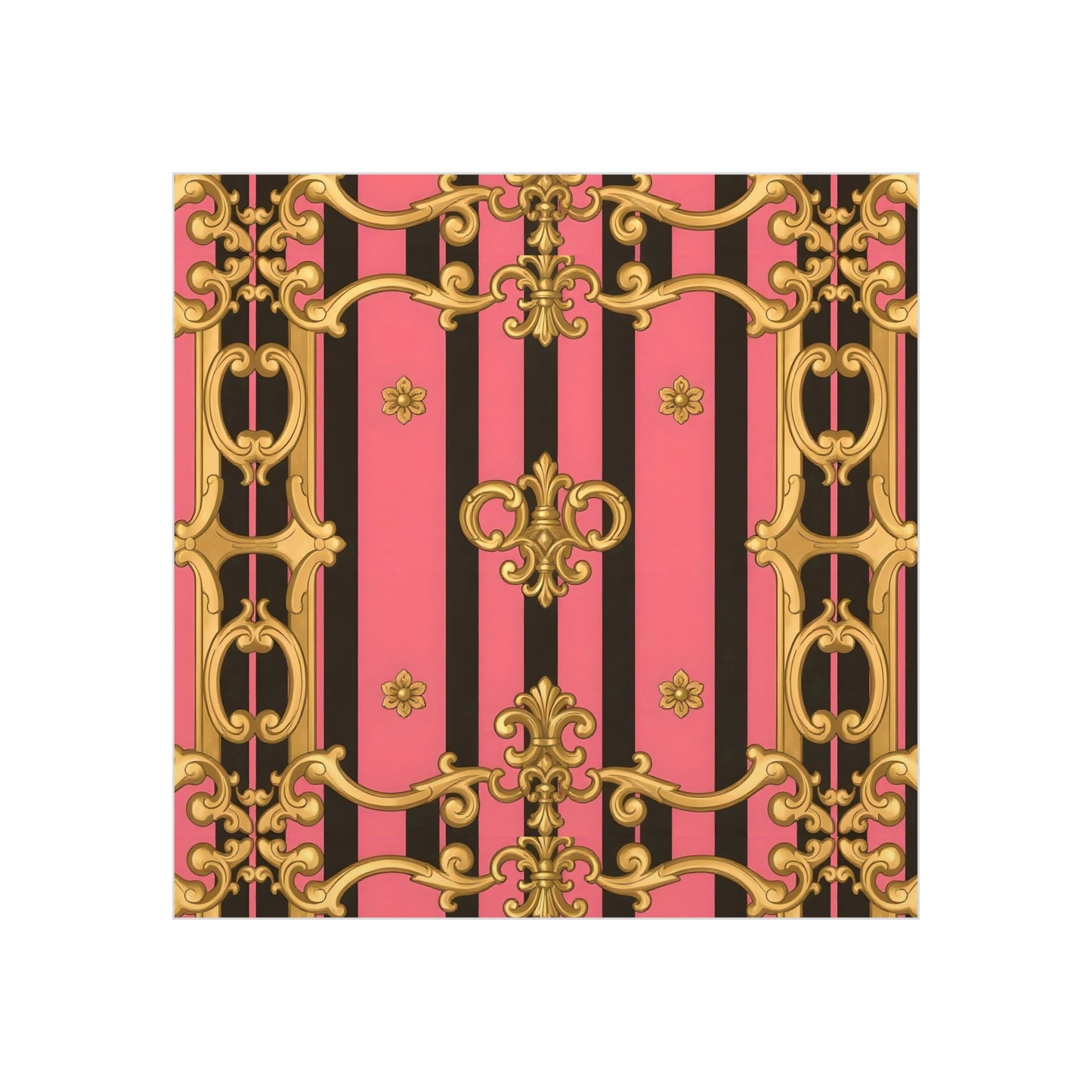 Elegant Decorative Foam Board - Chic Wall Decor, Glam Home Art, Stylish Backdrop, Gift for Her - Pink & Black Striped Gold Baroque