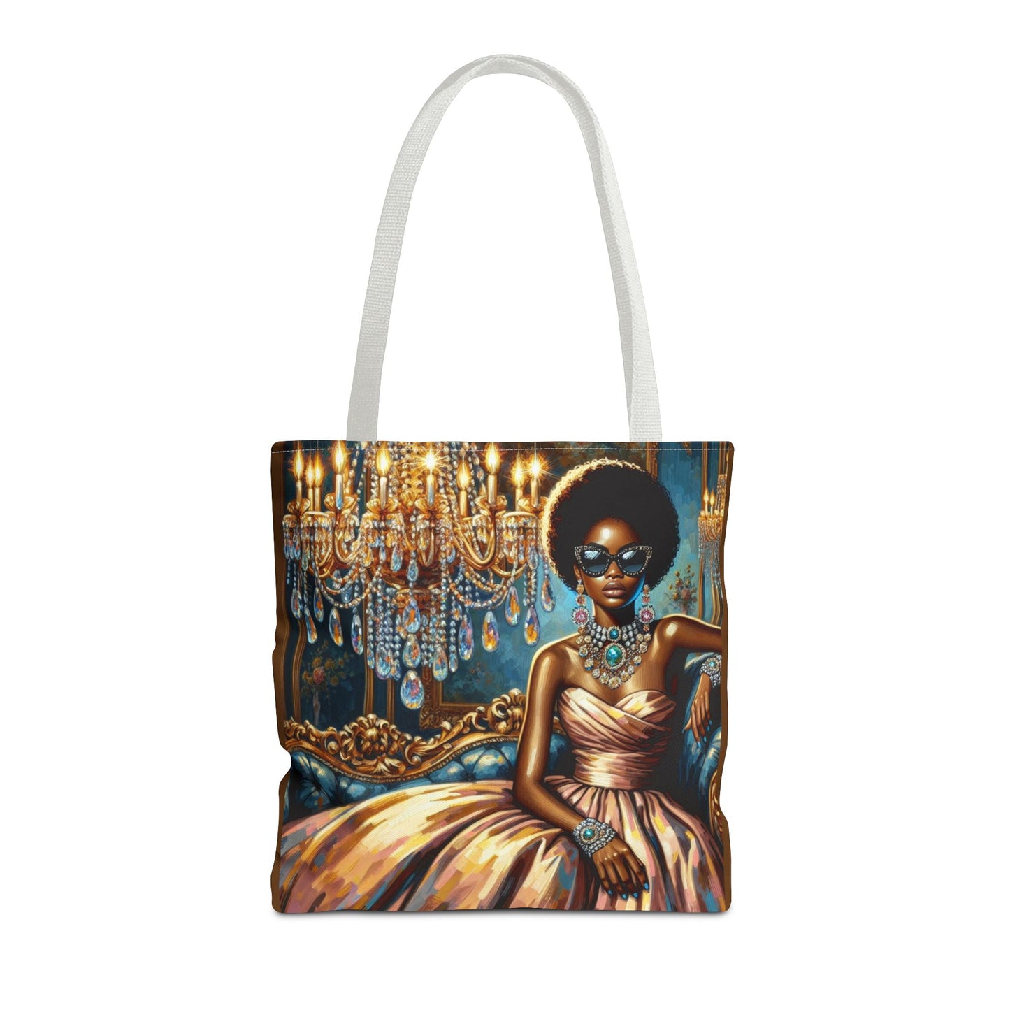 Elegant Fashion Tote Bag, Chic Handbag for Women, Stylish Shopping Bag, Glamorous Gift for Her, Art Tote - Elegant Lady & Chandelier