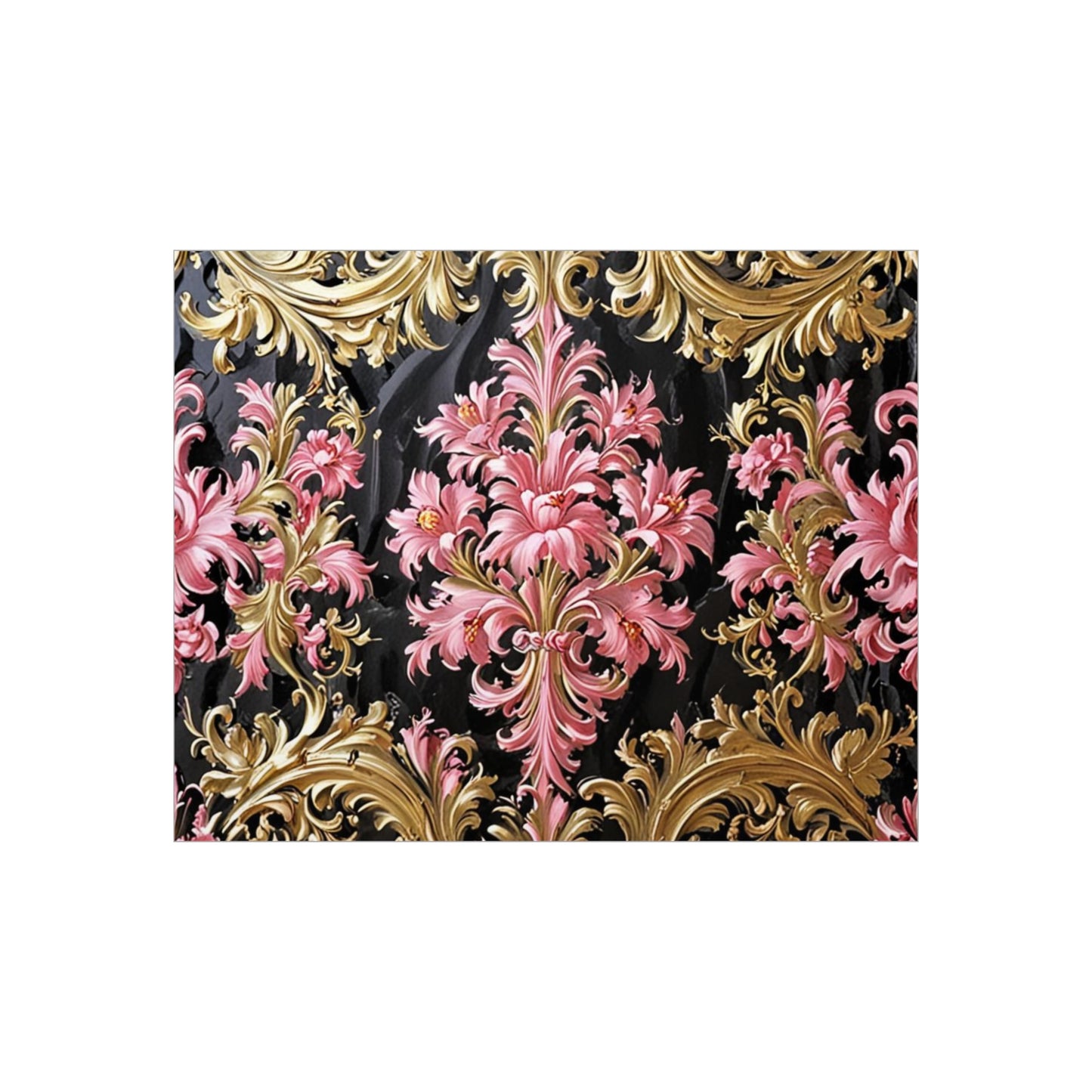Elegant Floral Foam Board | Decorative Wall Art, Home Decor, Wedding Decor, Party Backdrop - Black & Pink Oil Painting Style Rococo