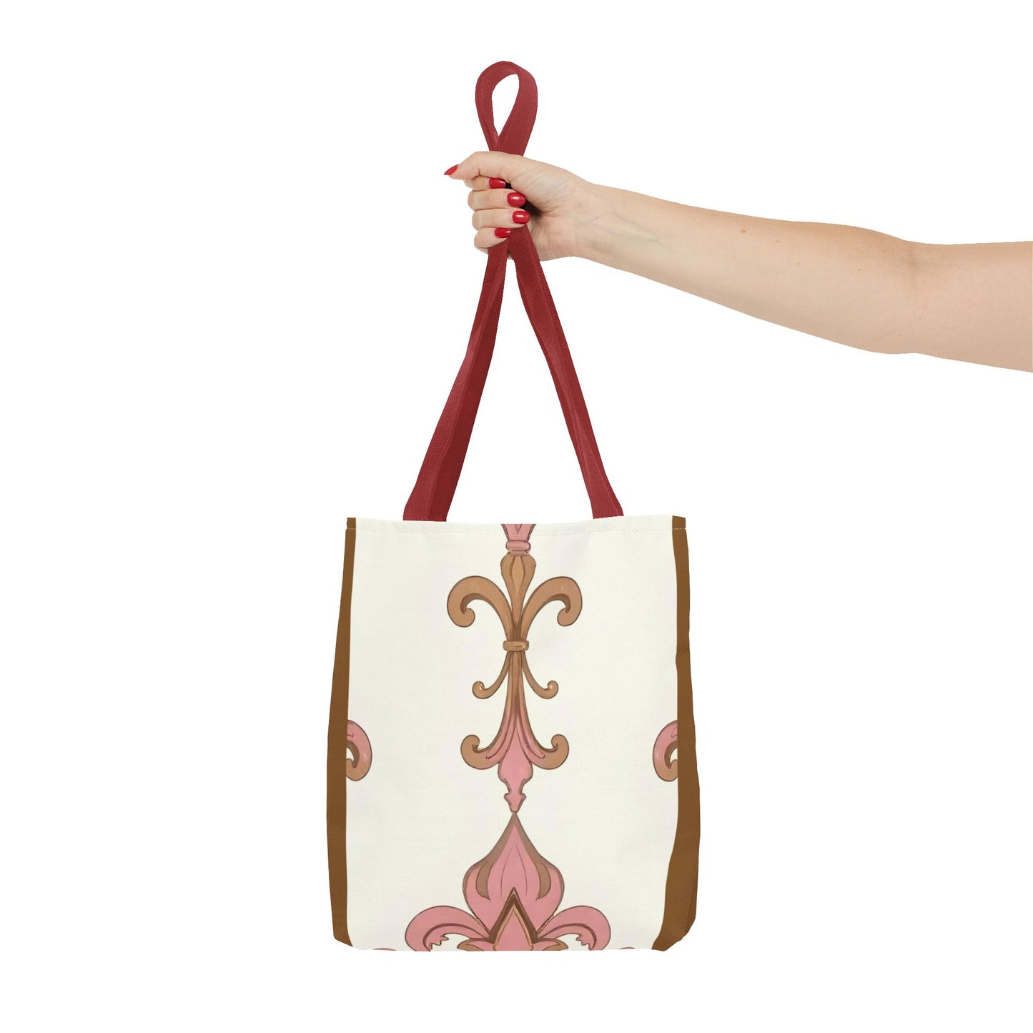 Elegant Floral Tote Bag - Perfect for Everyday Use, Shopping, Gifts, Summer Outings, and Special Occasions - Brown Striped Pink Arabesque