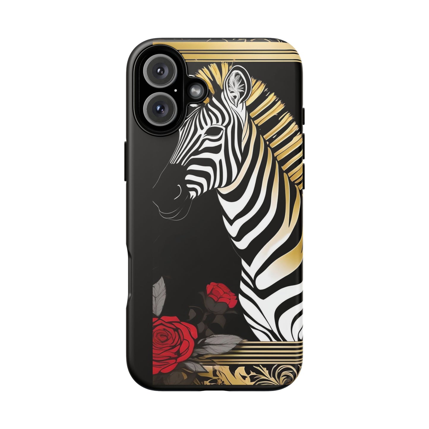 Phone Case - Elegant Zebra & Roses Design