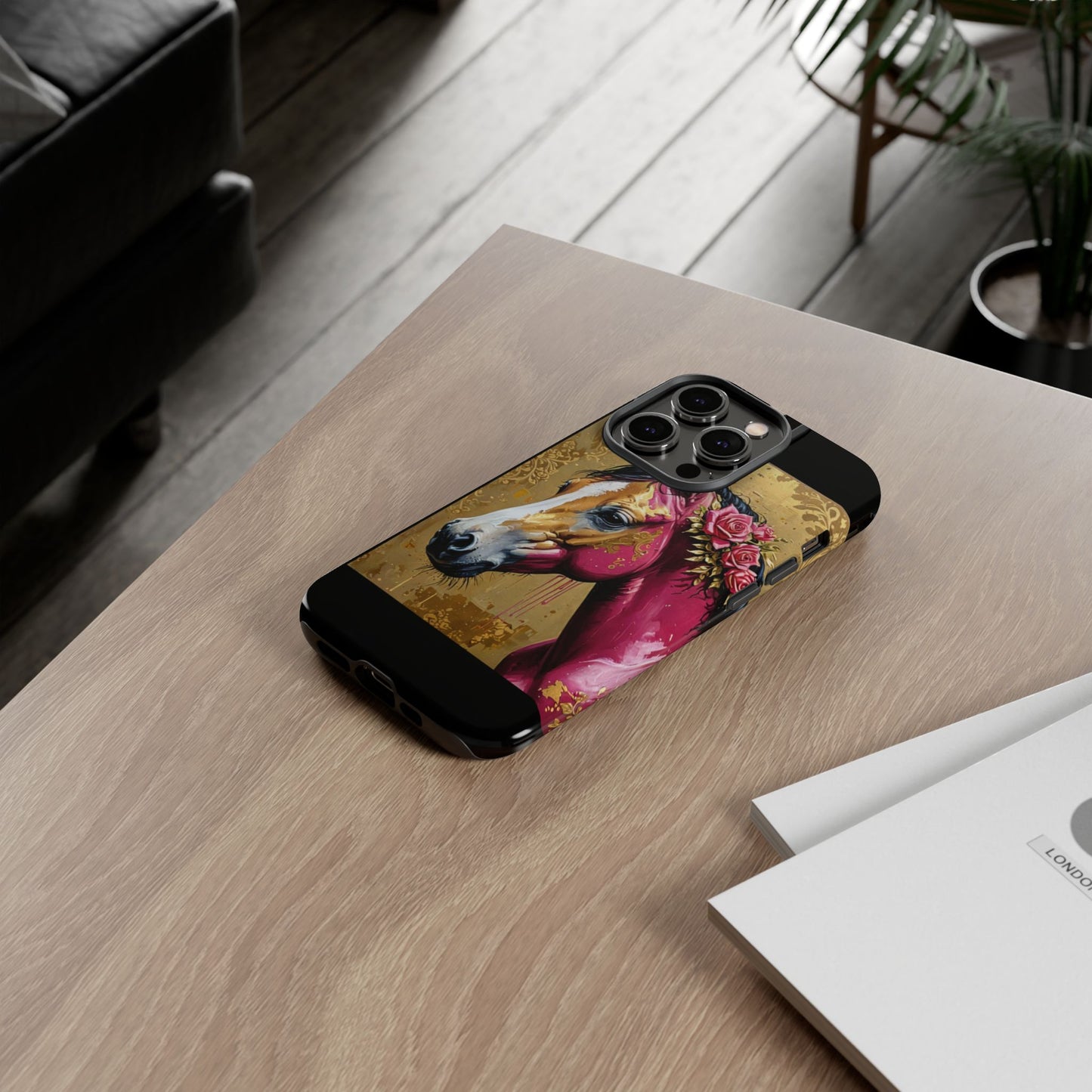Phone Case - Elegant Horse Damask Design