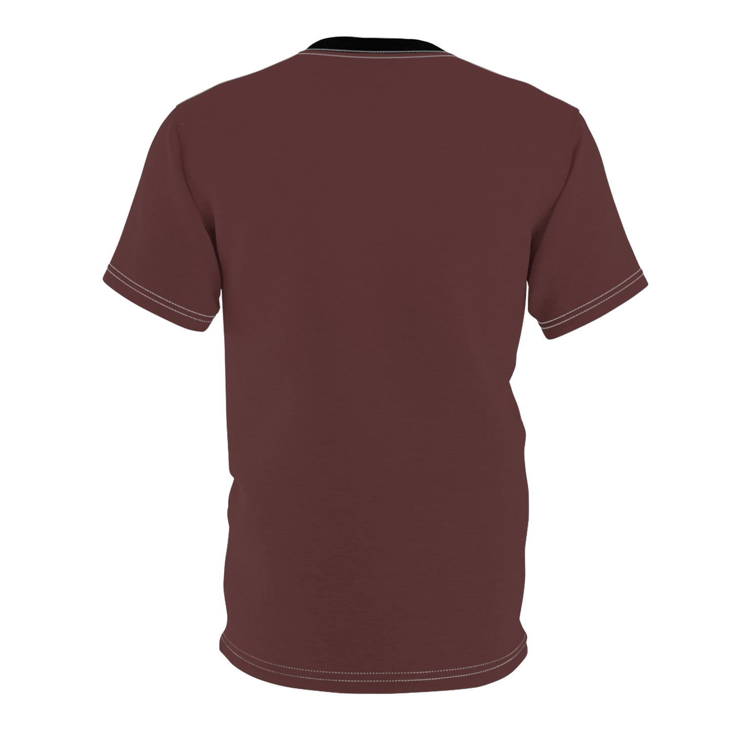 Stylish Brown Merlot (Black Collar) Unisex AOP Tee - Comfy Everyday Wear, Casual Outfit, Gift for Her, Gift for Him, Trendy Fashion
