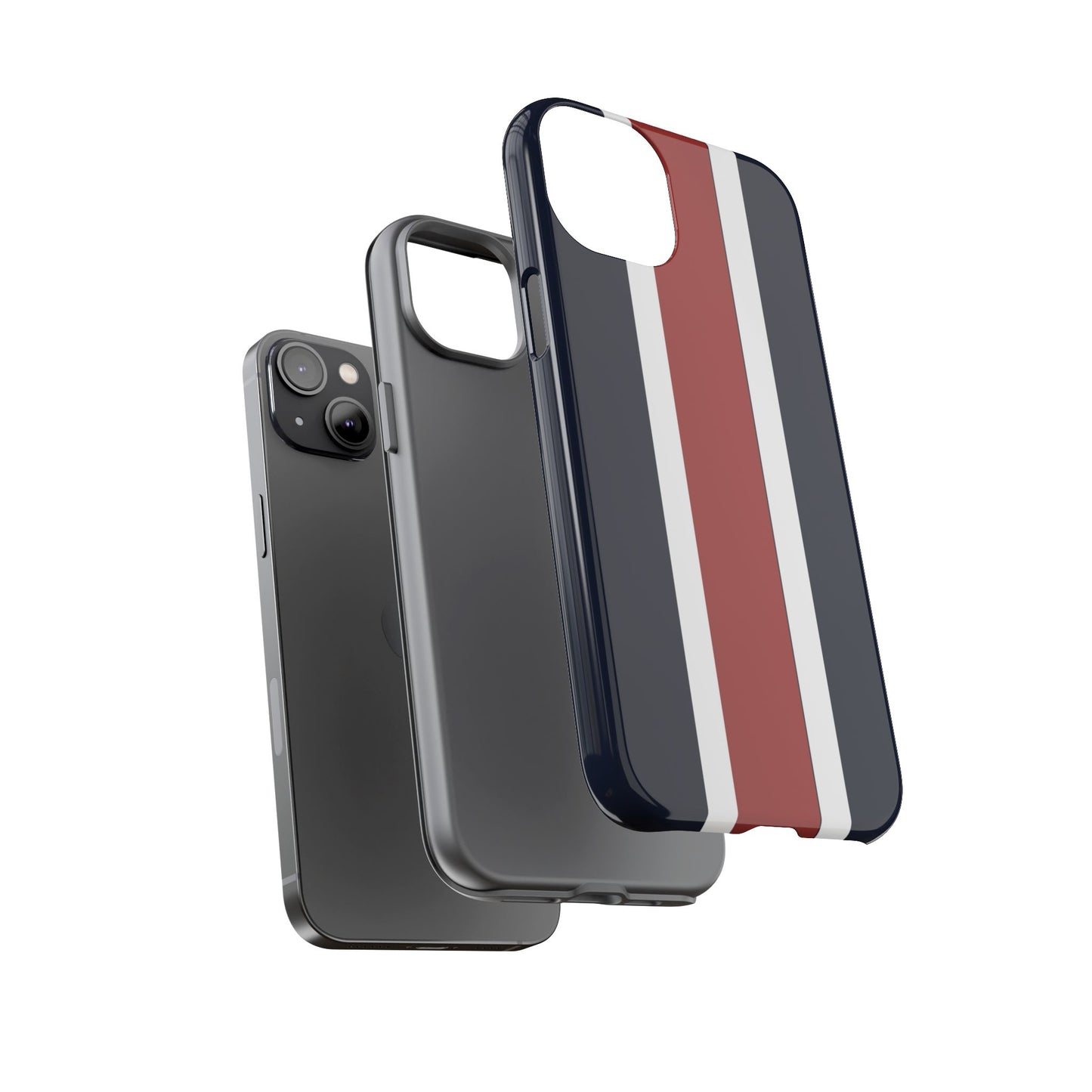 Lunar Midnight & Red-White Striped Stylish Phone Case - Tough Cases, Custom iPhone Cover, Sleek Phone Accessories, Gifts for Him/Her
