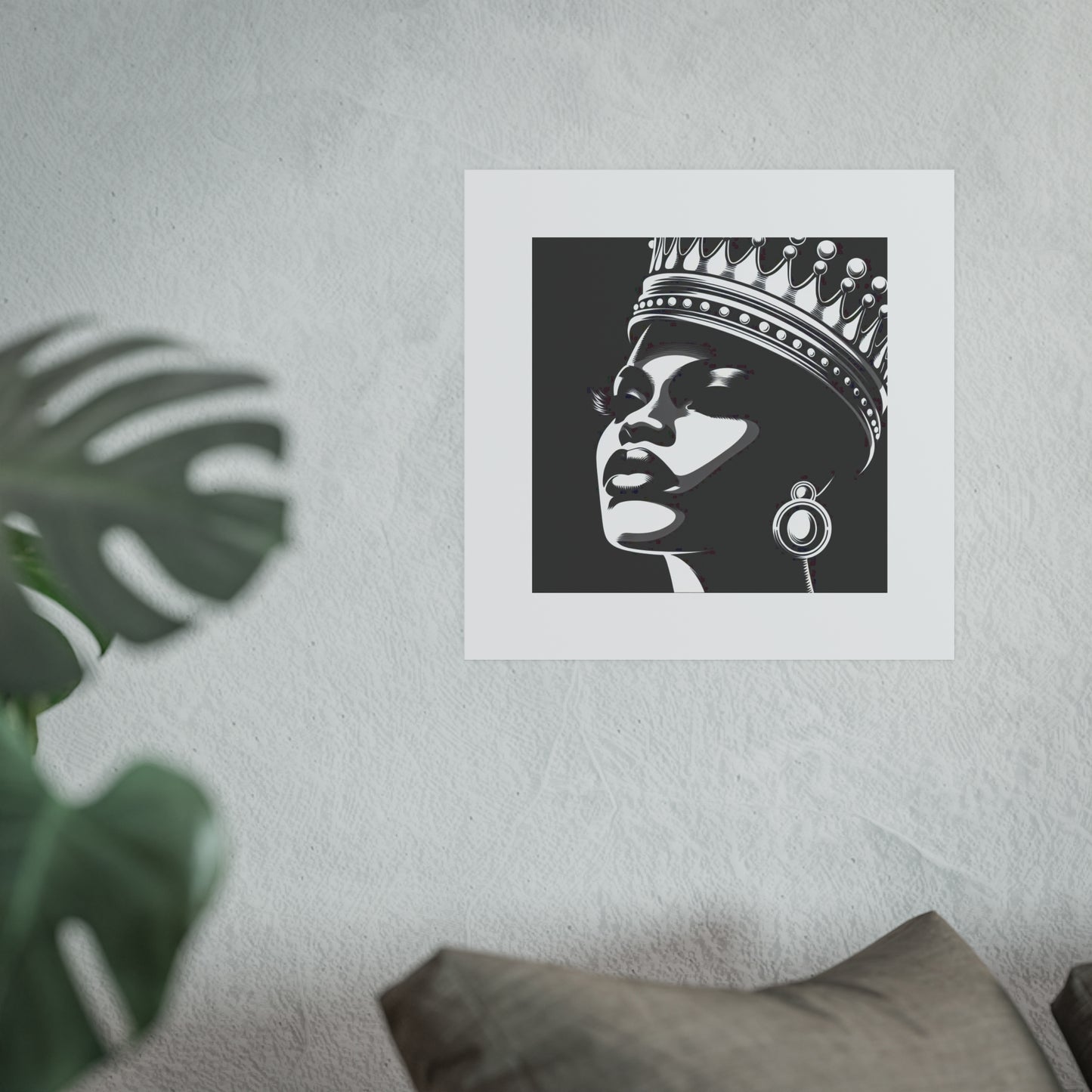 Elegant Crowned Queen Poster - Black & White Art Print, Wall Decor, Home Aesthetic, Gift Idea, Birthday, Celebrations