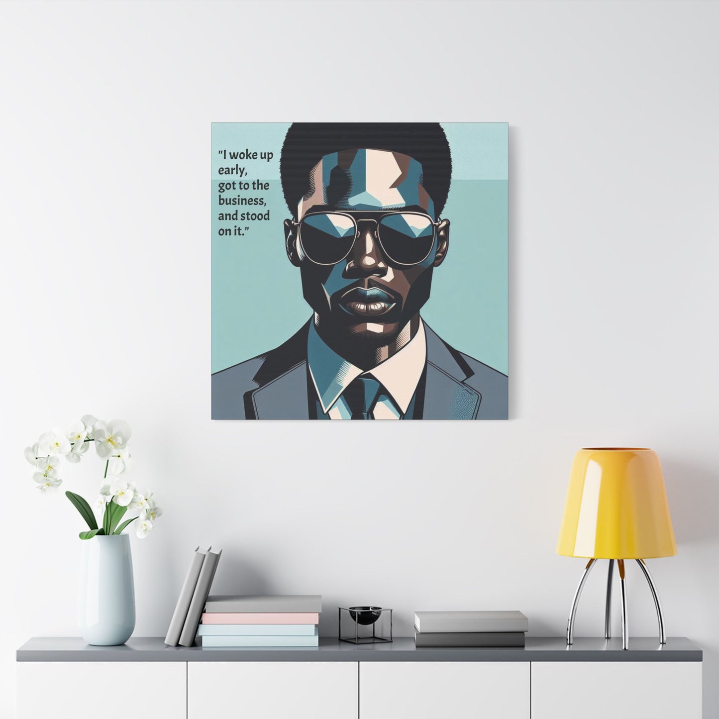 Afro Art Print Canvas, Wall Decor, Satin Stretched Canvas, African American Art, Office Decor, Home Decor - "I woke up early"