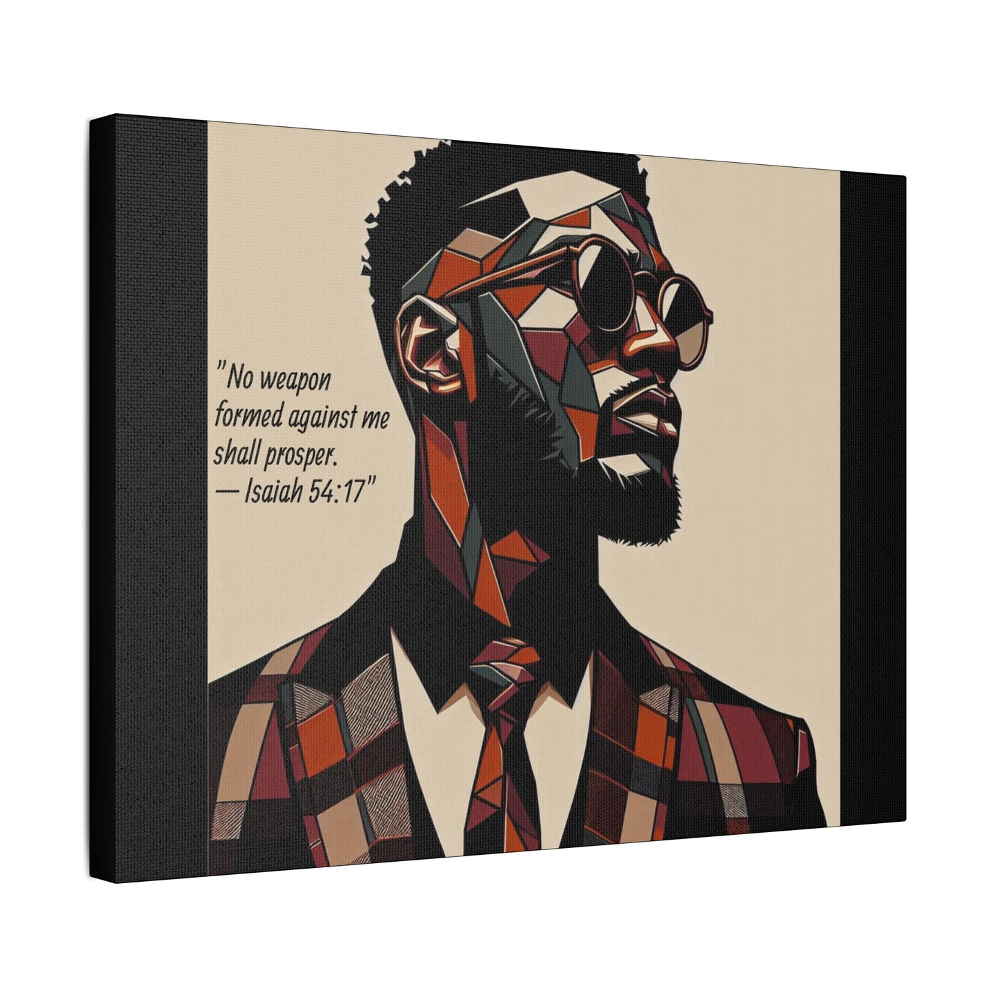 Afro Art Print Canvas, Wall Decor, Satin Stretched Canvas, African American Art, Office Decor, Home Decor - Isaiah 54:17