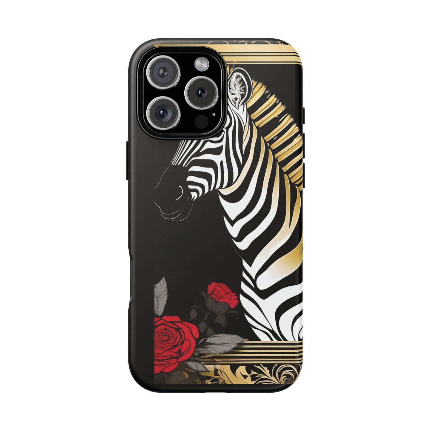 Phone Case - Elegant Zebra & Roses Design