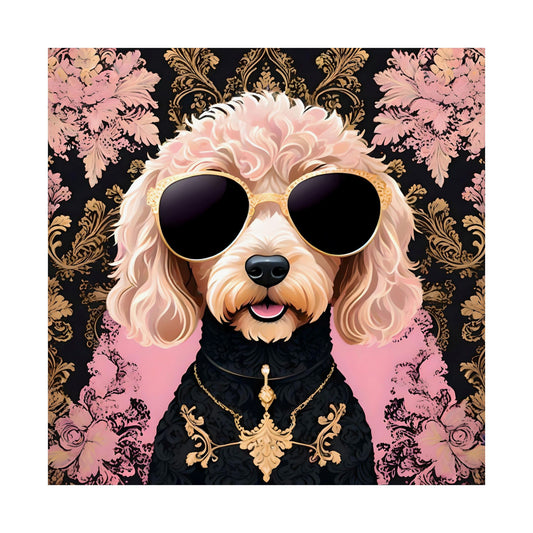 Vertical Poster - Floral Golden Doodle Damask Art