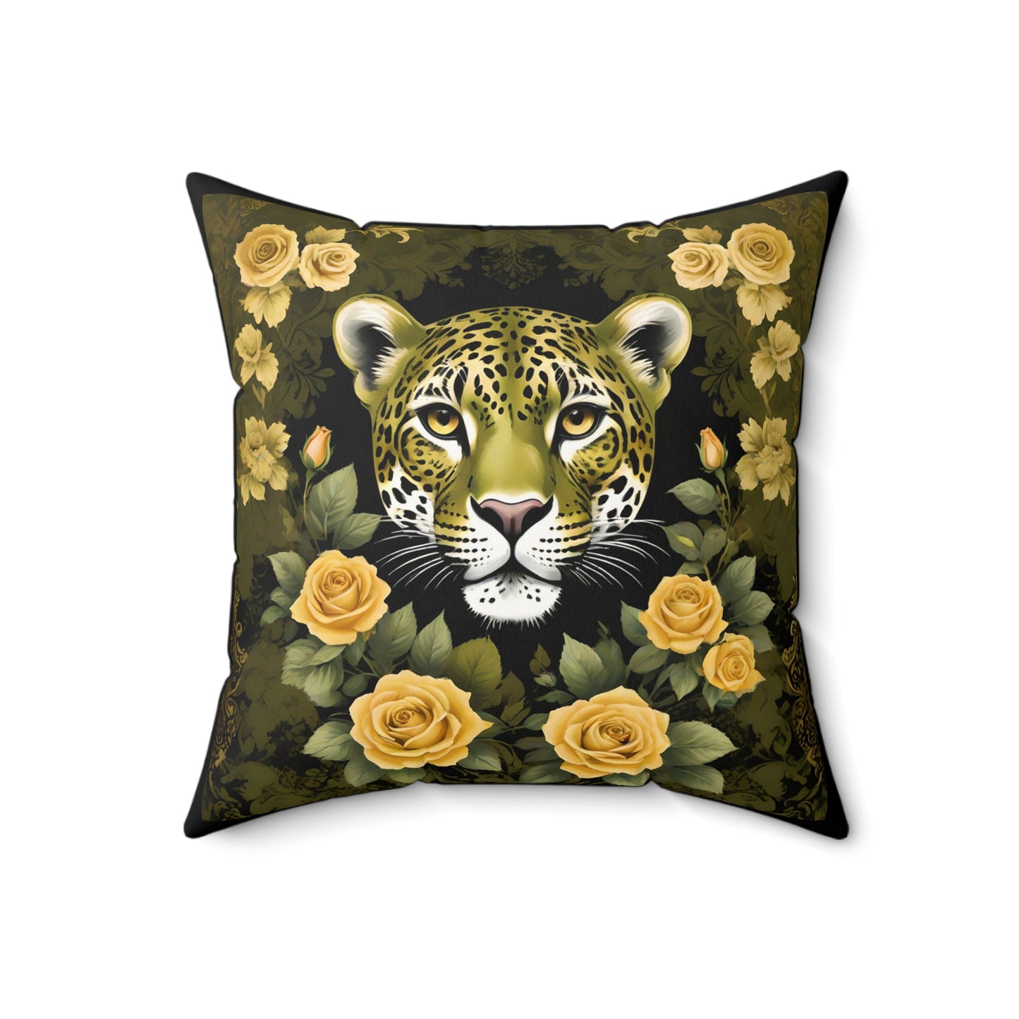 Elegance Leopard Floral Pillow - Olive Leopard