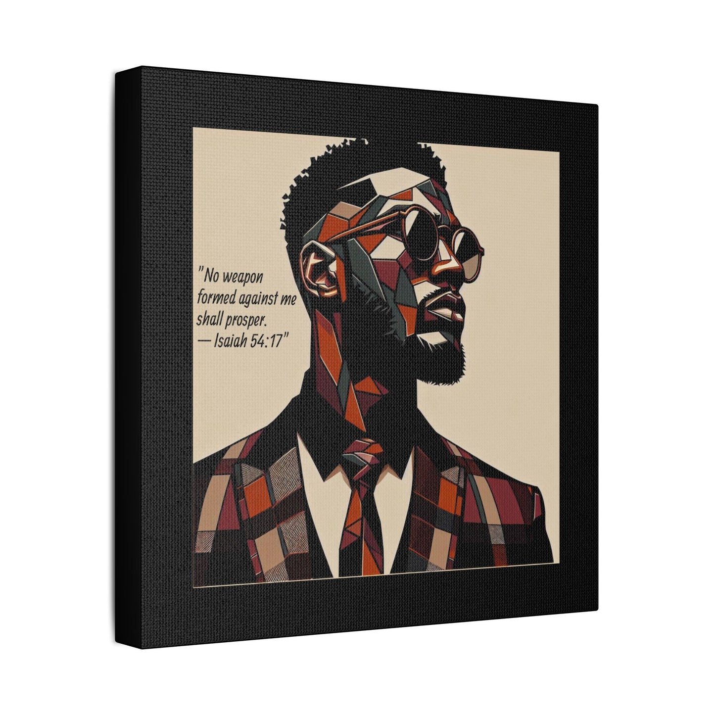 Afro Art Print Canvas, Wall Decor, Satin Stretched Canvas, African American Art, Office Decor, Home Decor - Isaiah 54:17