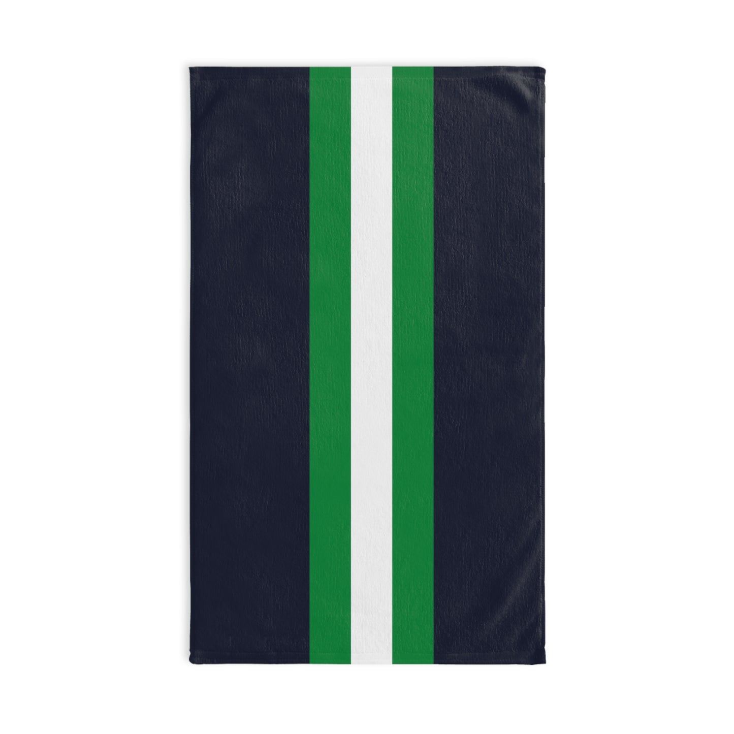 Lunar Midnight & Green-White Striped Hand Towel, Stylish Kitchen Towel, Modern Bathroom Décor, Perfect Gift for Housewarming