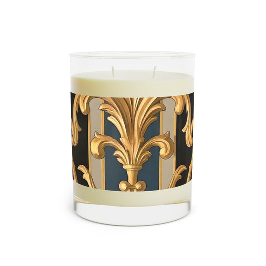 Elegant Vintage Scented Candle - Luxury Home Decor, Aromatherapy Gift, Decorative Candle for Holidays - Blue & Black Striped Rococo