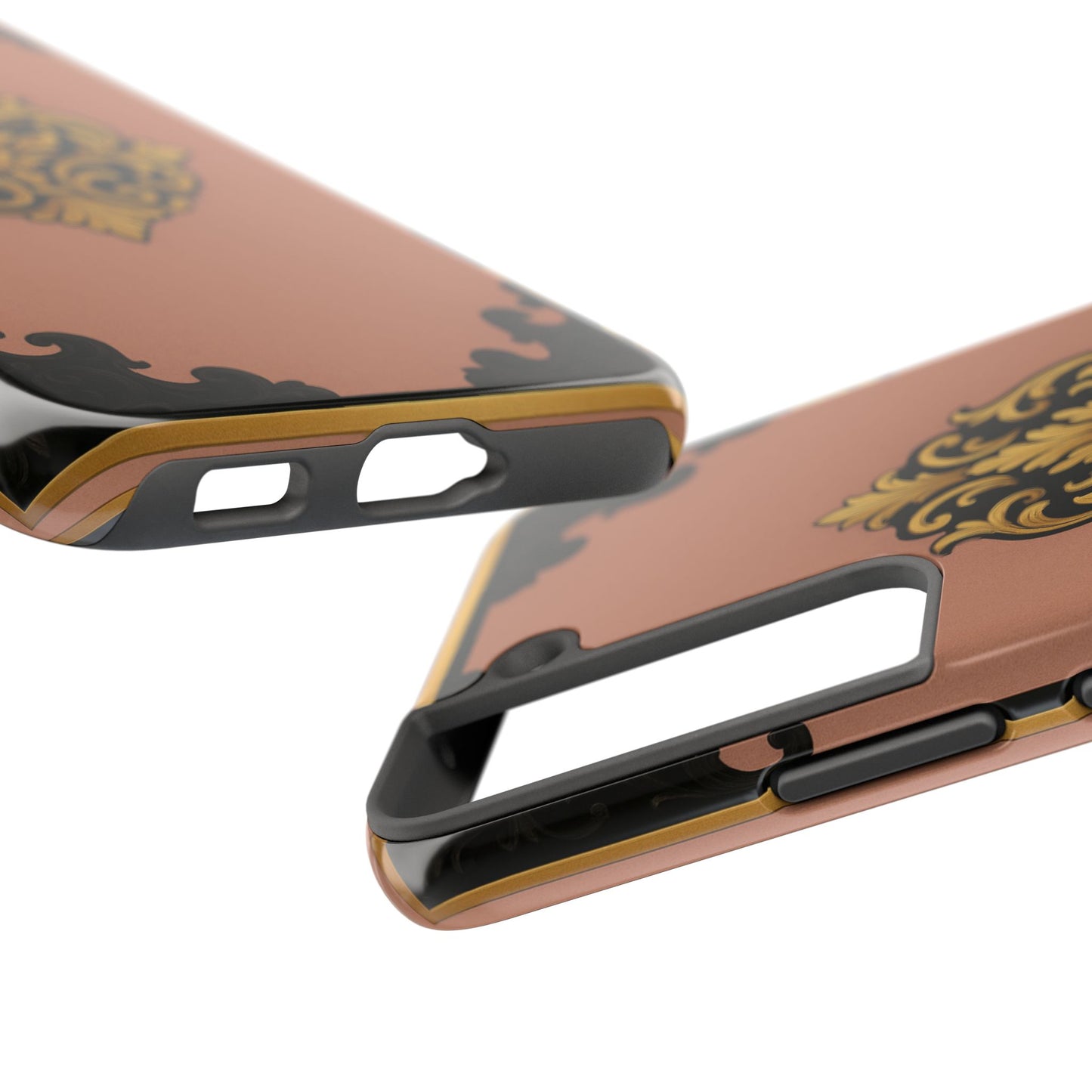 Mauve & Black-Gold Baroque Tough Phone Case — Ornate Protective iPhone Cover