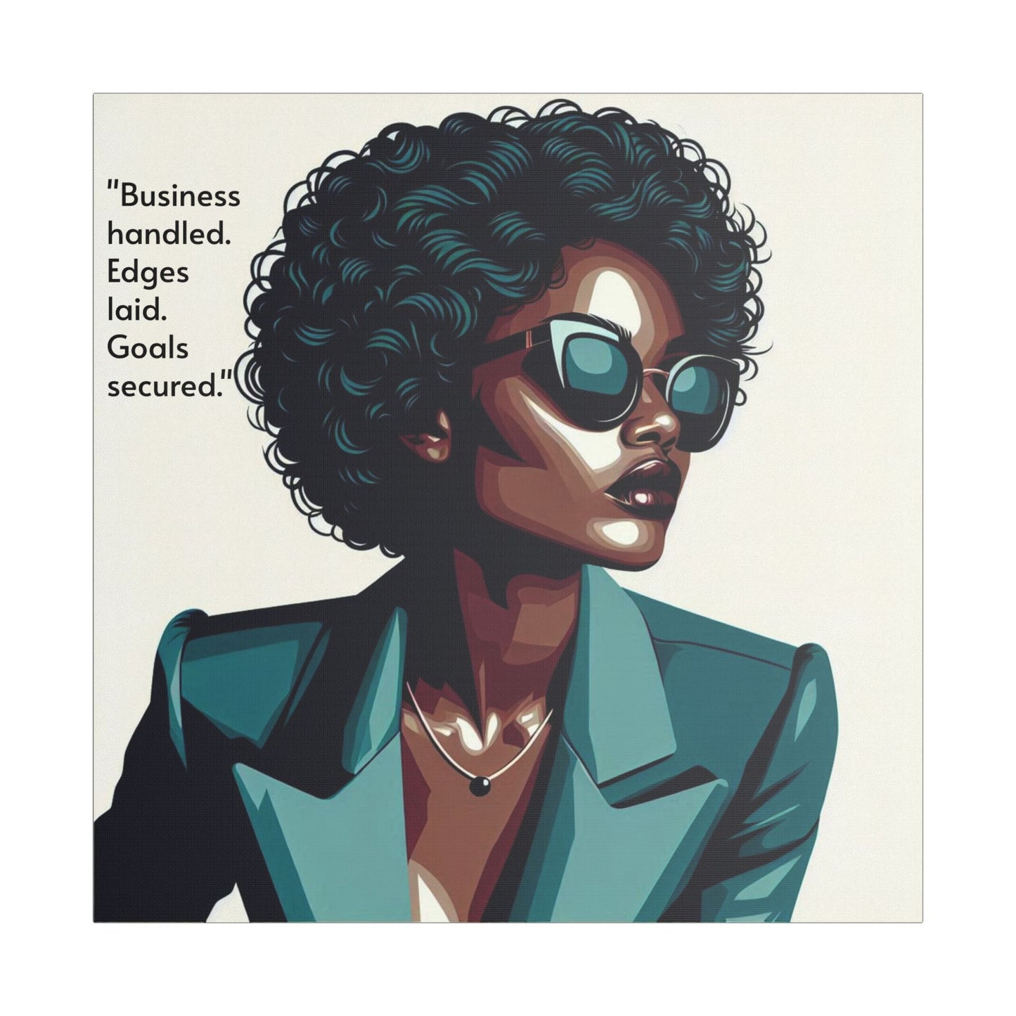 Afro Art Print Canvas, Wall Decor, Satin Stretched Canvas, African American Art, Office Decor, Home Decor - "Business handled."