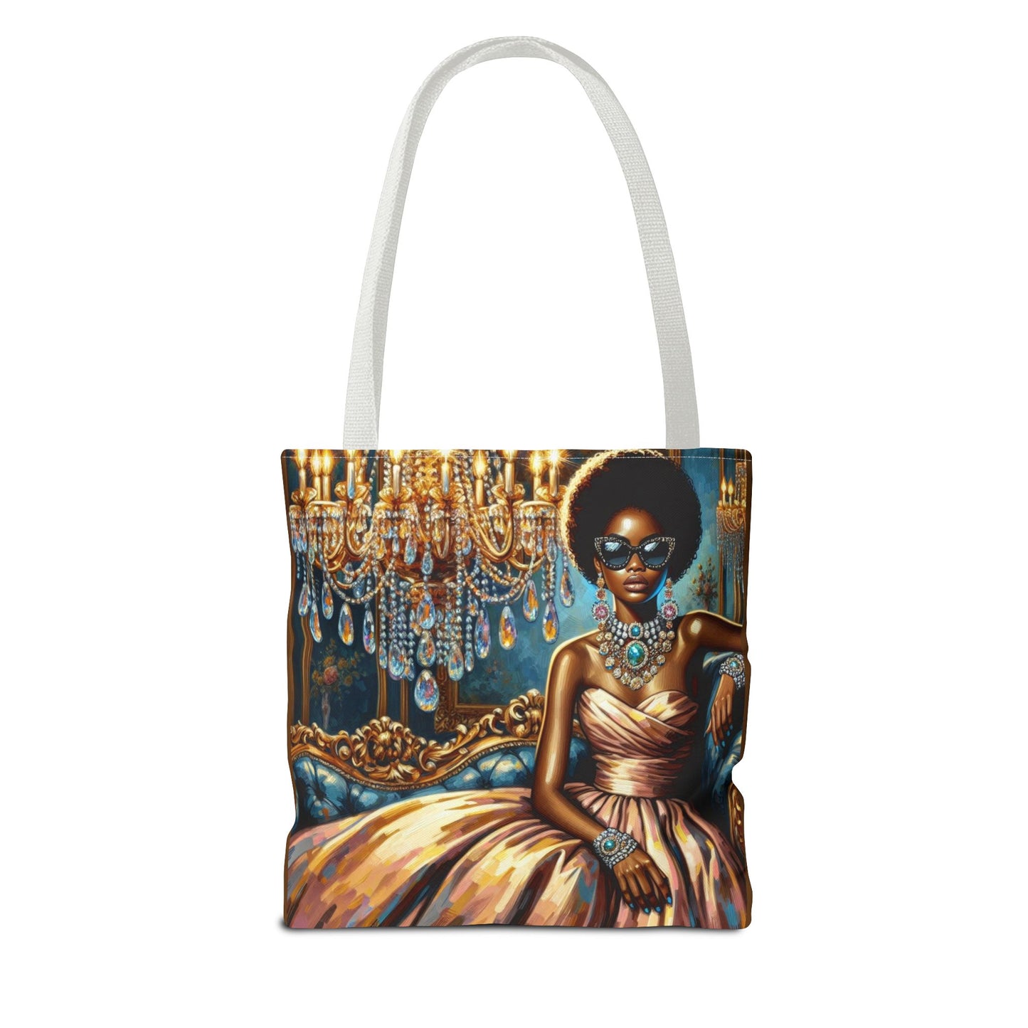 Elegant Fashion Tote Bag, Chic Handbag for Women, Stylish Shopping Bag, Glamorous Gift for Her, Art Tote - Elegant Lady & Chandelier
