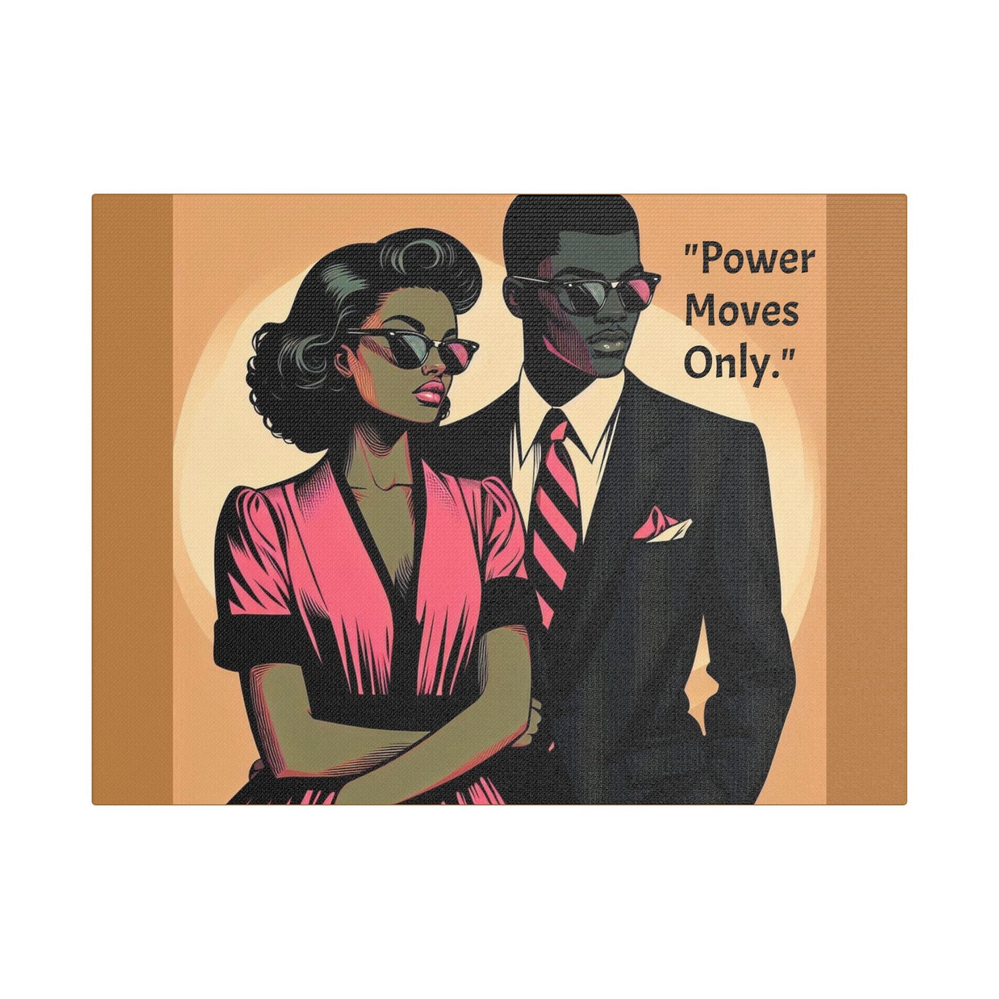 Afro Art Print Canvas, Wall Decor, Satin Stretched Canvas, African American Art, Office Decor, Home Decor - "Power Moves Only."