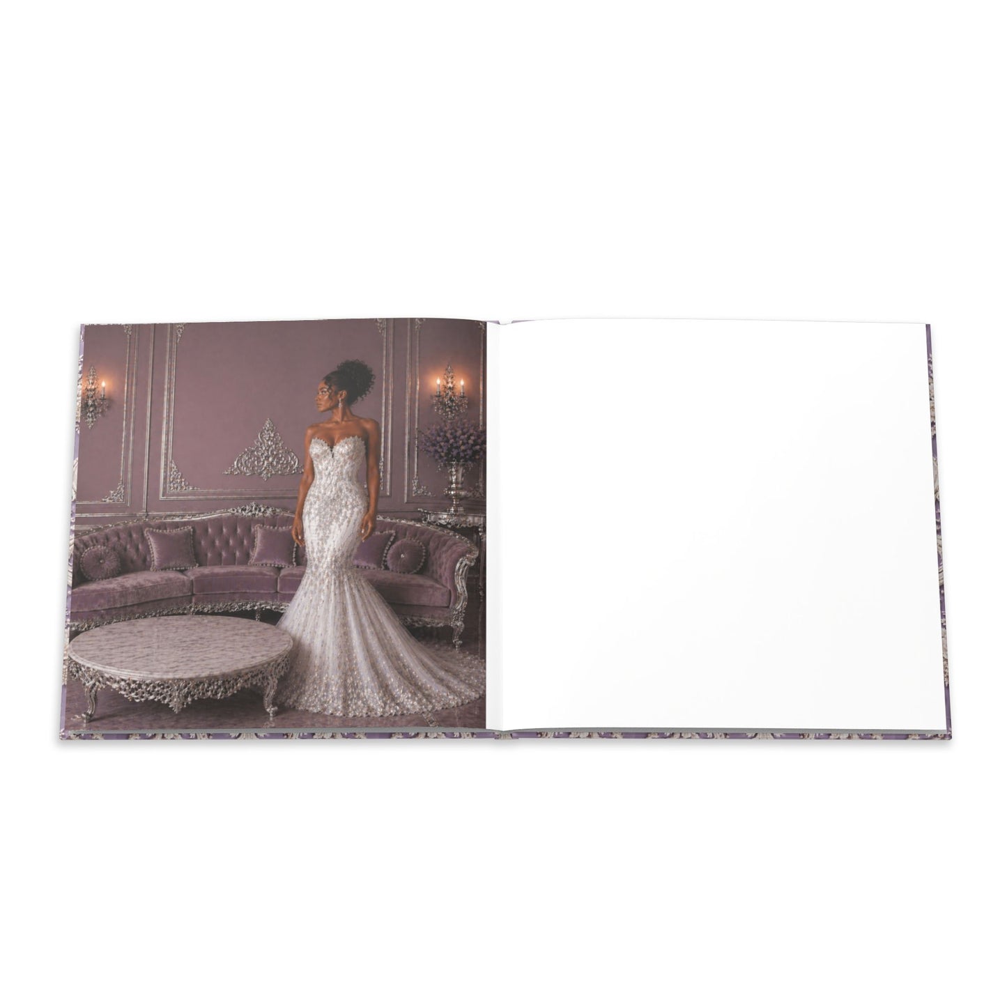 High Fashion Photos Featuring Ball Gowns - Lavender Rococo Hardcover Photo Book — Elegant Vintage-Style Keepsake