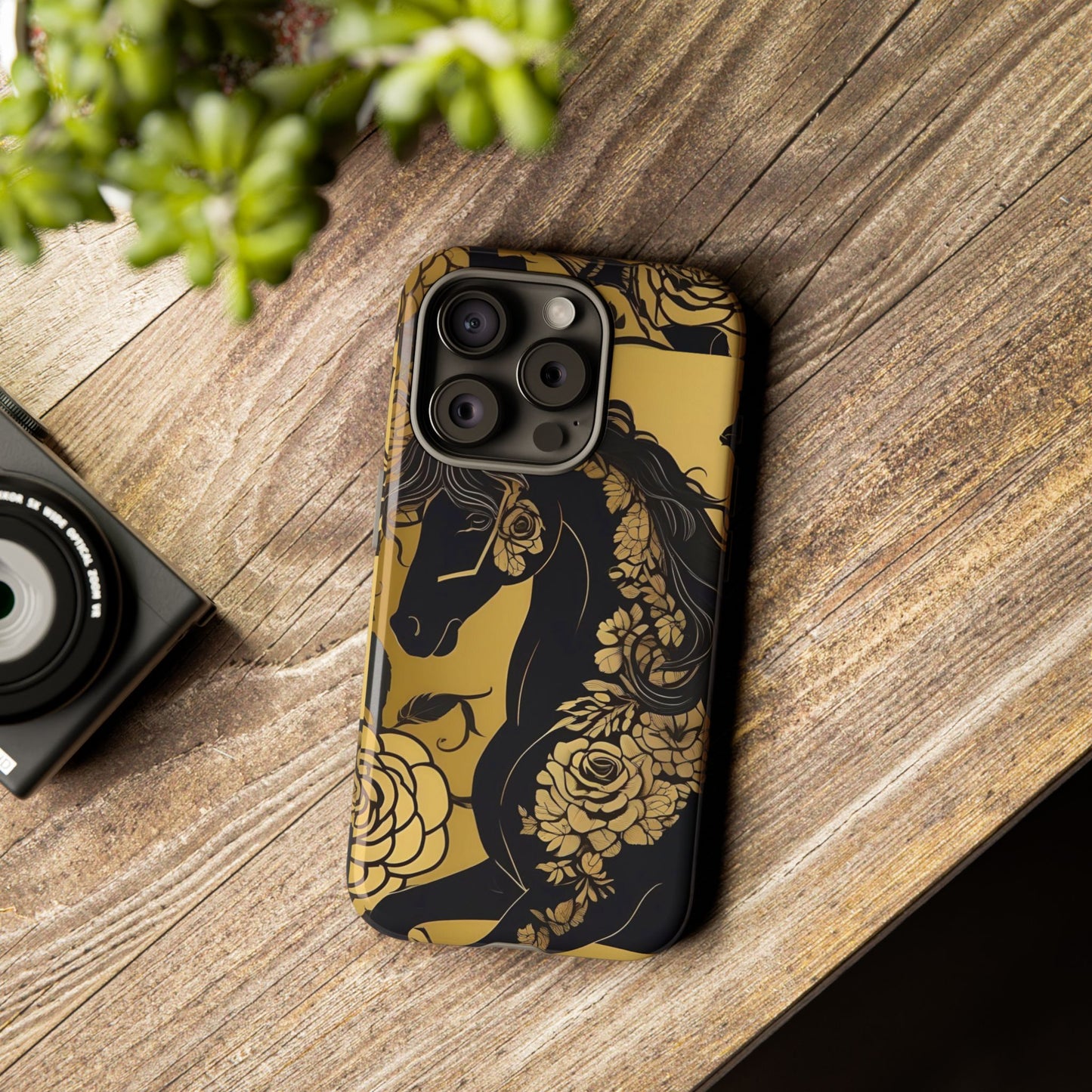 Phone Case - Elegant Horse & Roses Design