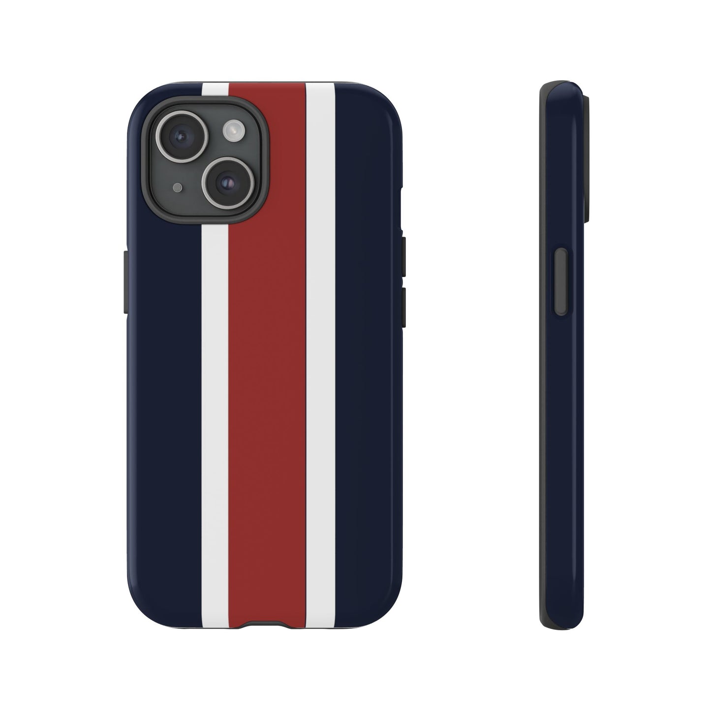 Lunar Midnight & Red-White Striped Stylish Phone Case - Tough Cases, Custom iPhone Cover, Sleek Phone Accessories, Gifts for Him/Her