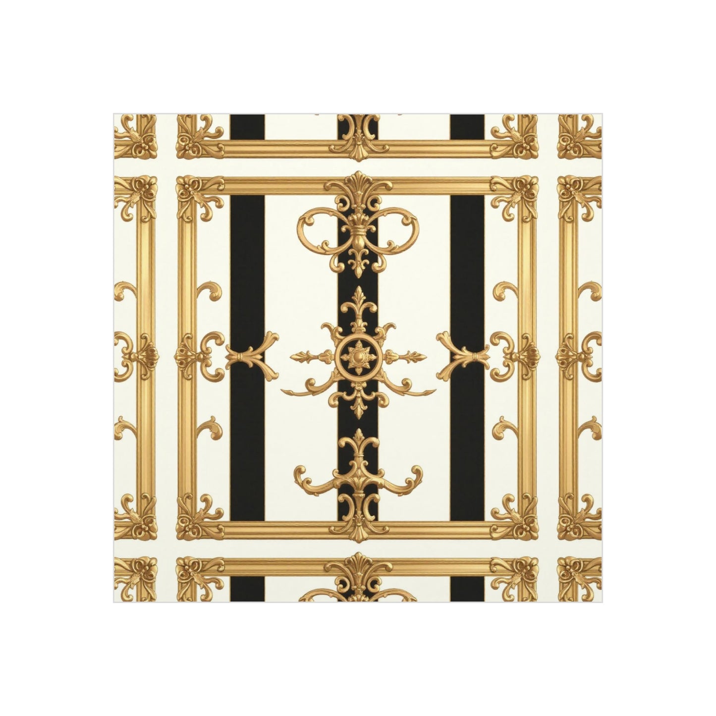 Elegant Foam Board Wall Art, Decorative Display, Home Decor, Office Decor, Visual Boards, Art Displays - Black & White Striped Gold Baroque