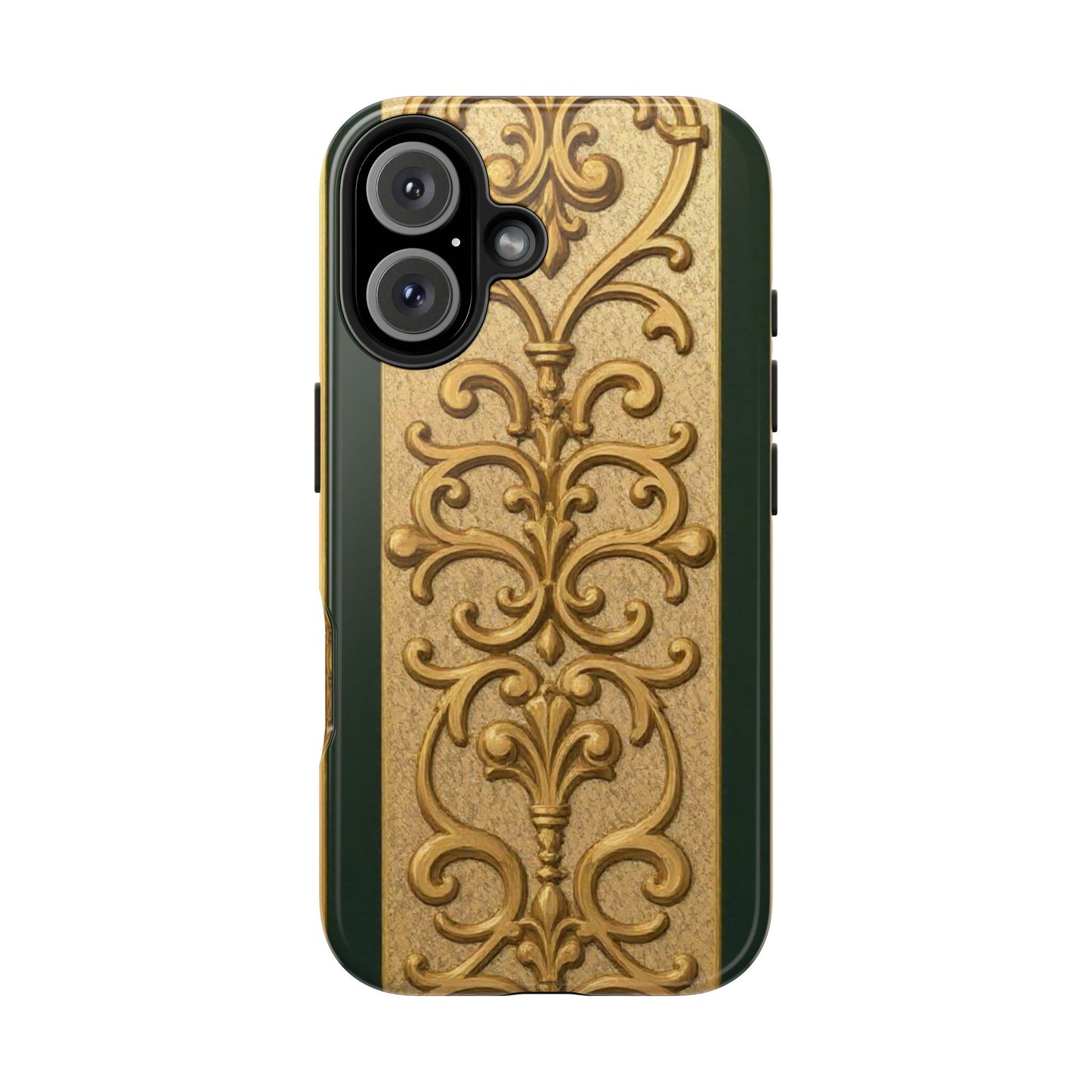 Elegant Teal Striped Gold Baroque Vintage Phone Case, Durable Cell Phone Cover, Floral Phone Protection, Personalized Gift Idea