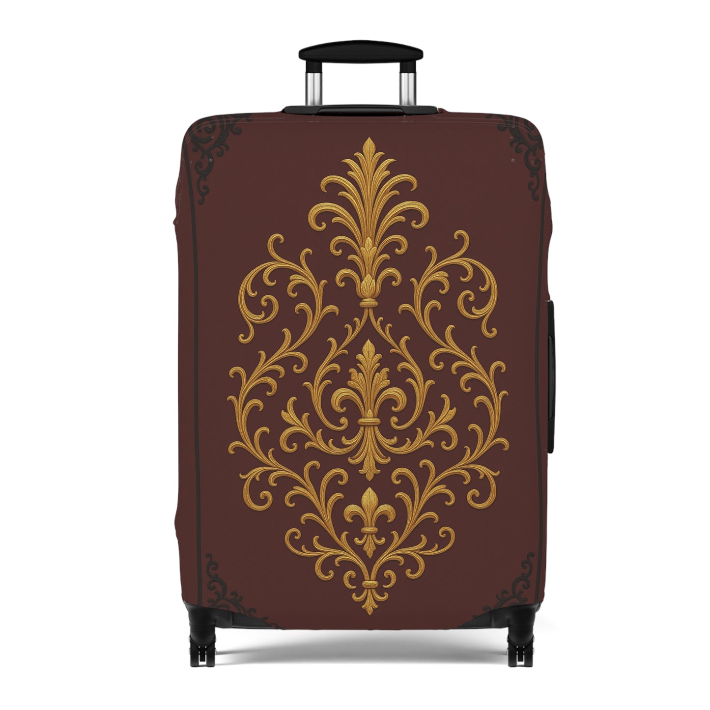 Dusk Burgundy-Black & Gold Baroque Luggage Cover – Burgundy Decorative Travel Protector