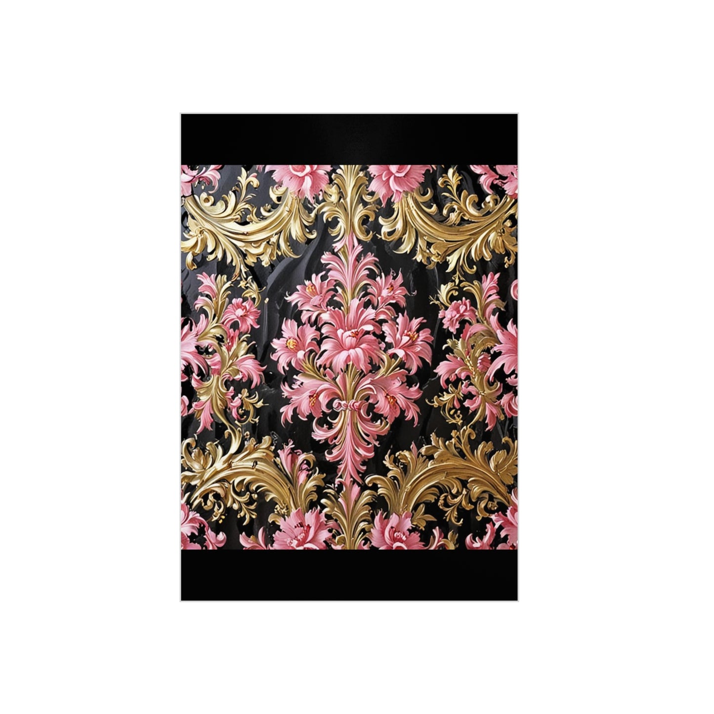 Elegant Floral Foam Board | Decorative Wall Art, Home Decor, Wedding Decor, Party Backdrop - Black & Pink Oil Painting Style Rococo
