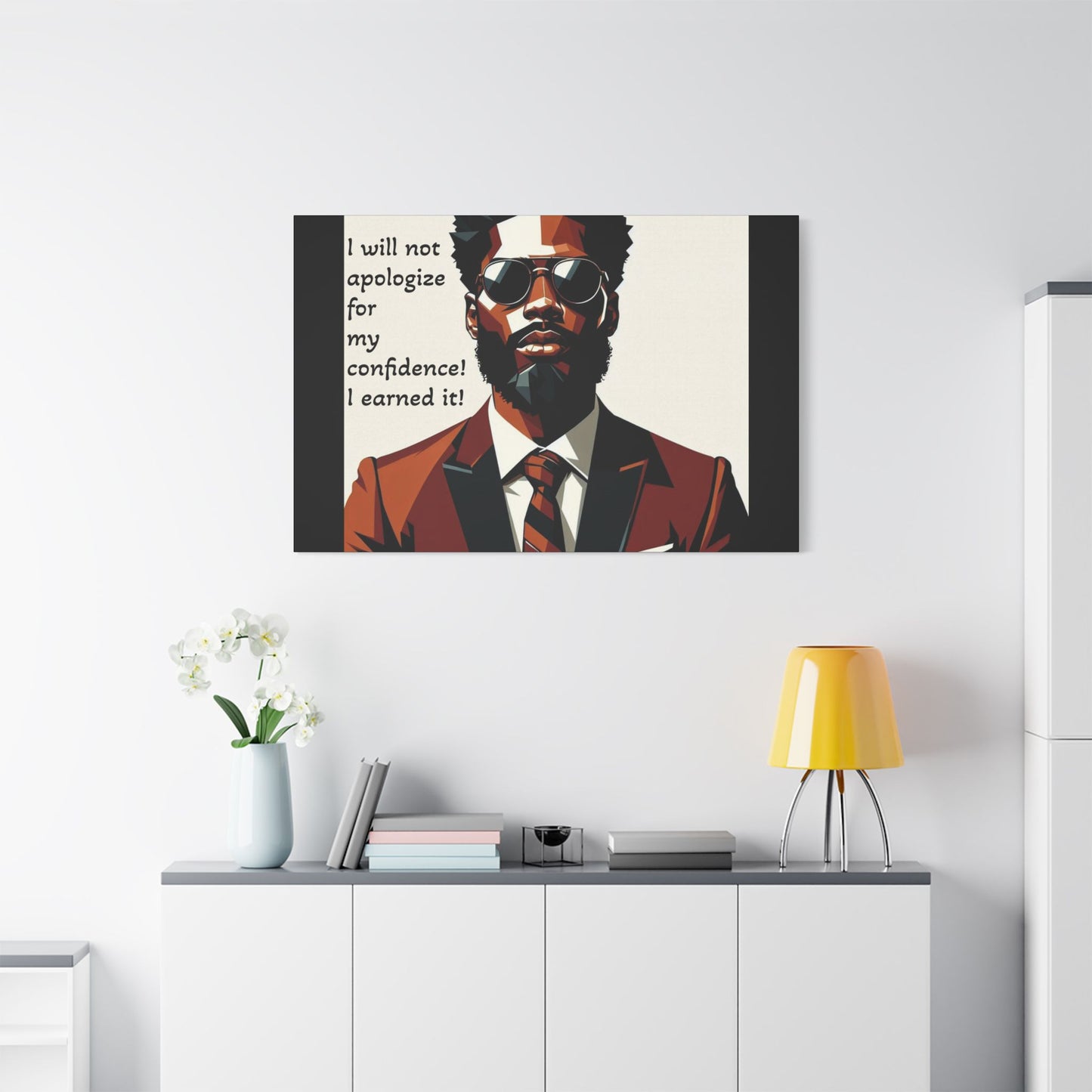 Afro Art Print Canvas, Wall Decor, Satin Stretched Canvas, African American Art, Office Decor, Home Decor - Confident Man In Suit