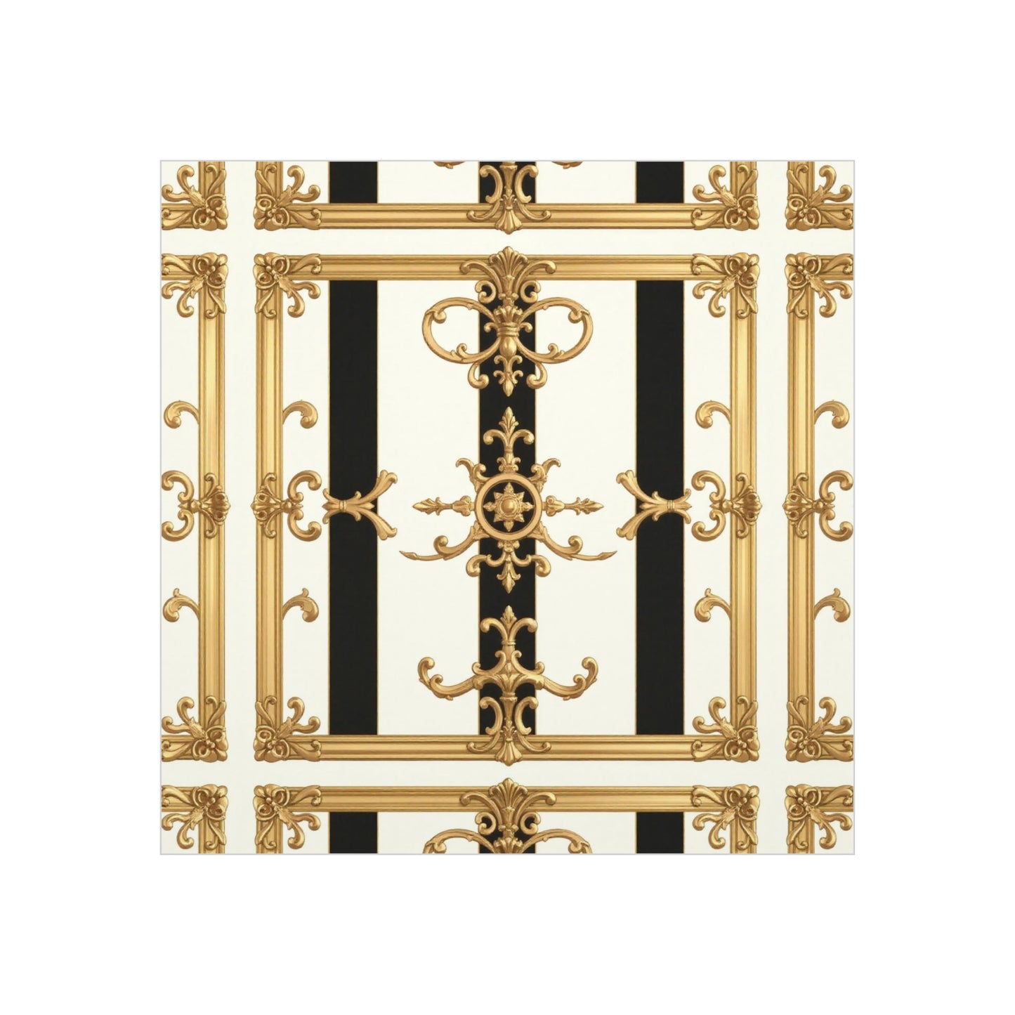 Elegant Foam Board Wall Art, Decorative Display, Home Decor, Office Decor, Visual Boards, Art Displays - Black & White Striped Gold Baroque