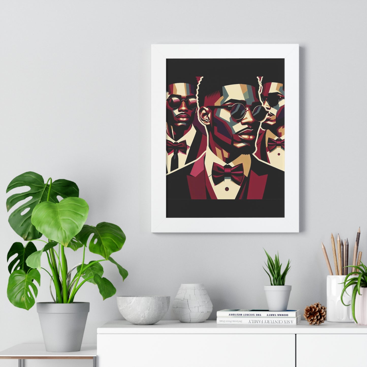 Stylish Framed Vertical Poster - Modern Art for Home Decor - Man In Burgundy Suit