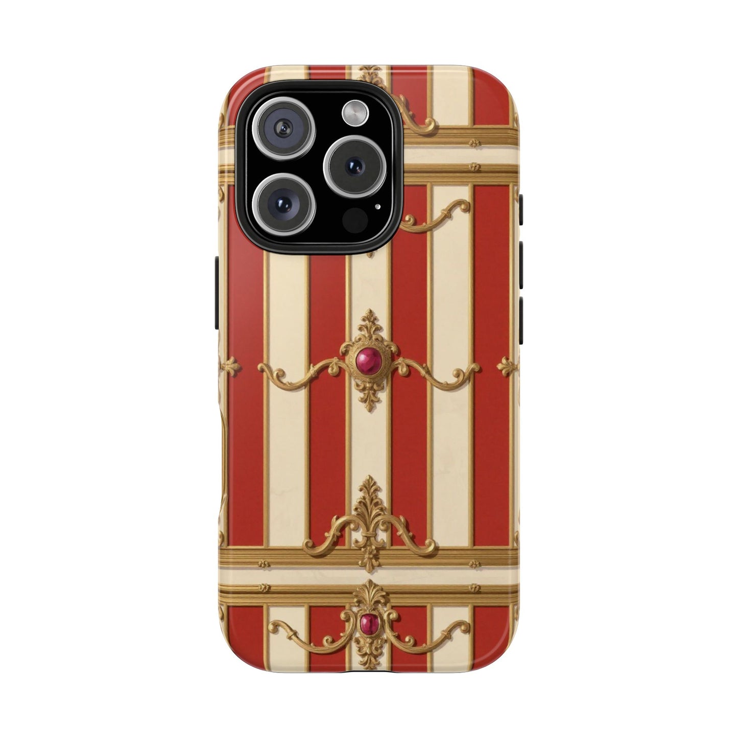 Elegant Alabaster & Dusk Orange Striped Baroque Tough Phone Case - Stylish Protection for Your Device