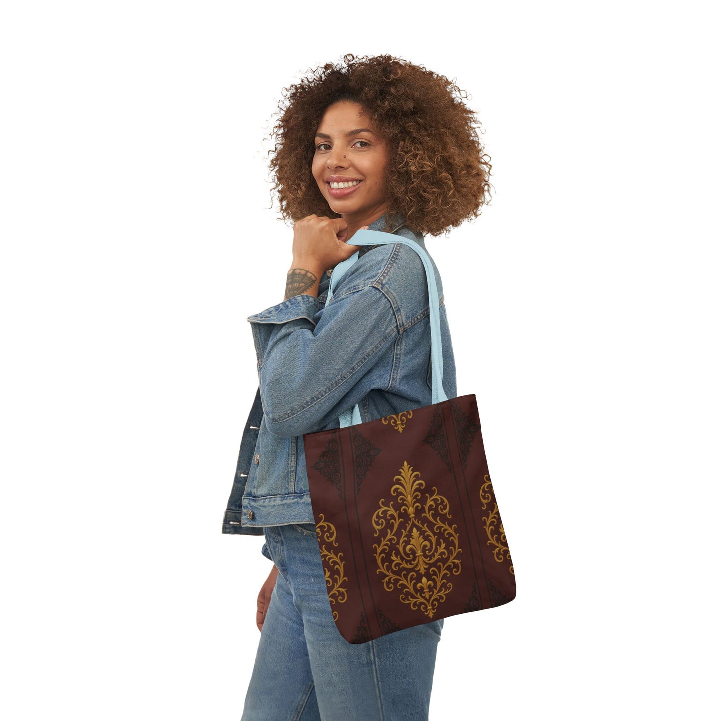 Dusk Burgundy-Black & Gold Baroque Canvas Tote — Vintage Burgundy & Gold Market Bag