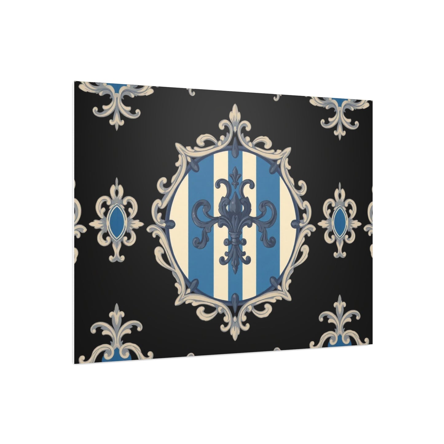 Elegant Blue & Alabaster Striped Baroque Decorative Foam Board Art, Home Decor Wall Display, Unique Gift for Housewarming, Event Decorations