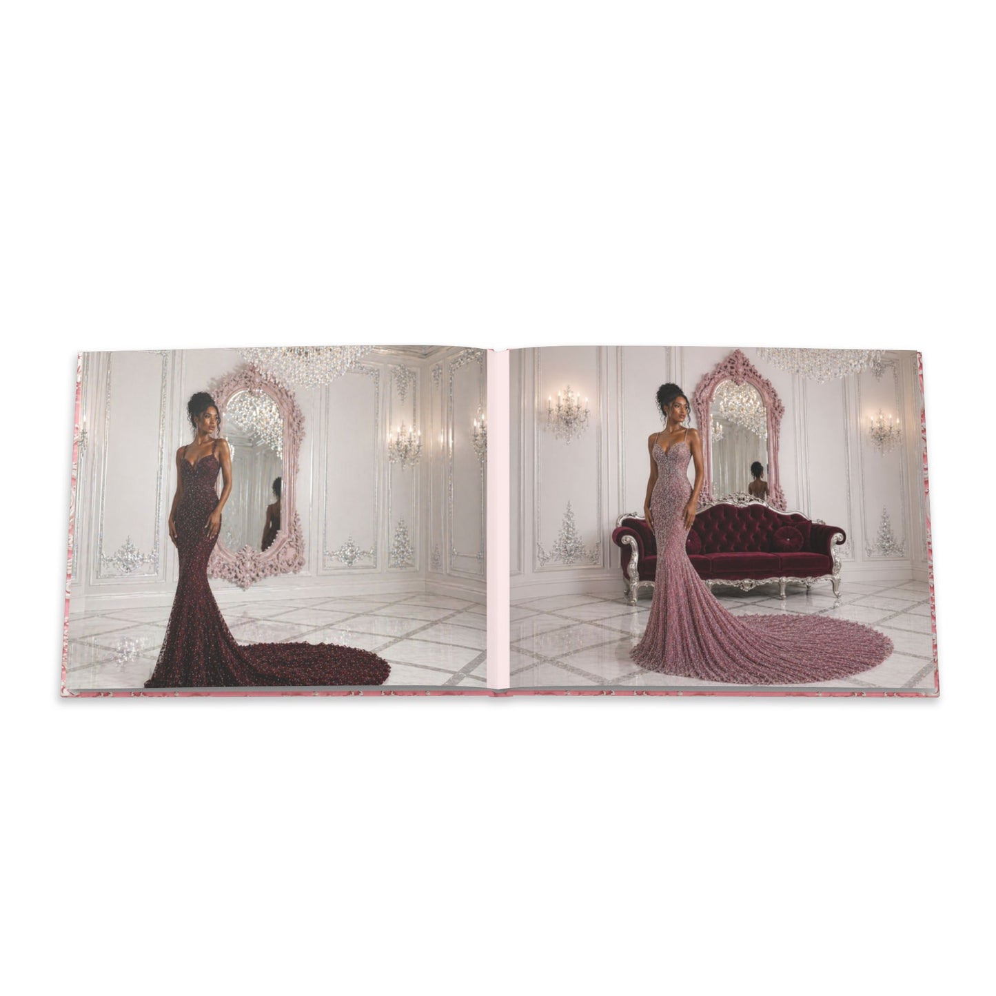 Pink Rococo Hardcover Fashion Illustrations - High Fashion Ball Gown Photo Book