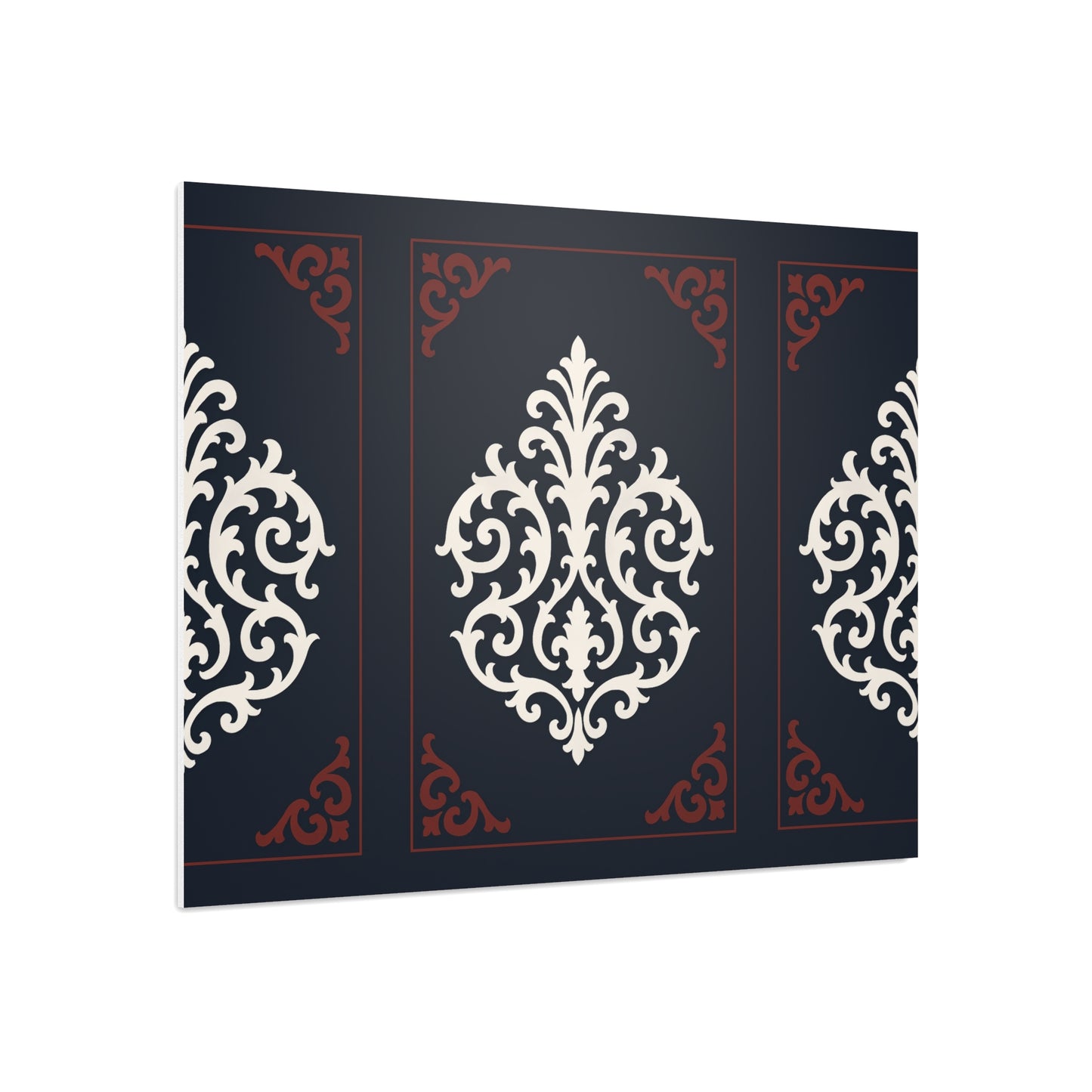 Dusk Blue-Maroon & White Baroque Foam Board Wall Art — Blue, White & Maroon Pattern