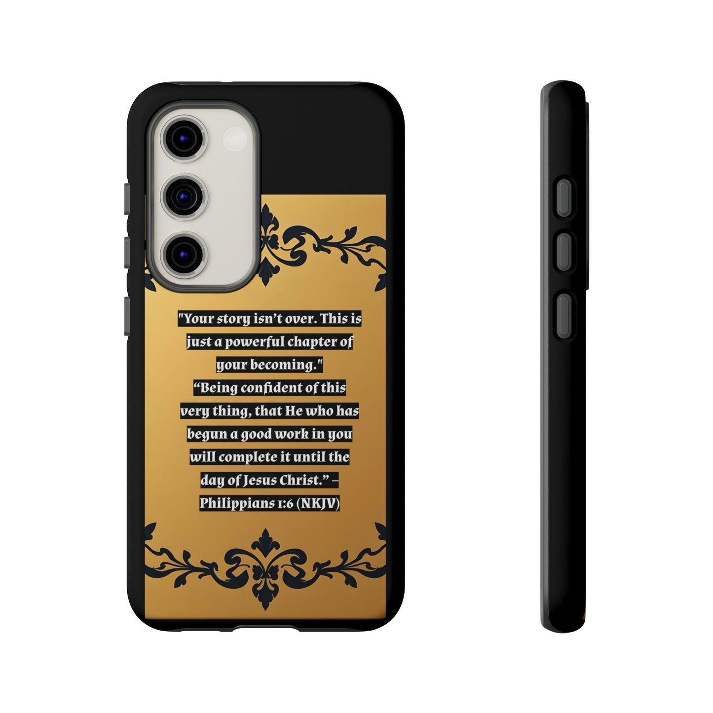 Elegant Floral Motif Phone Case - Tough Cases with Vintage Design - "Your story isn't over"