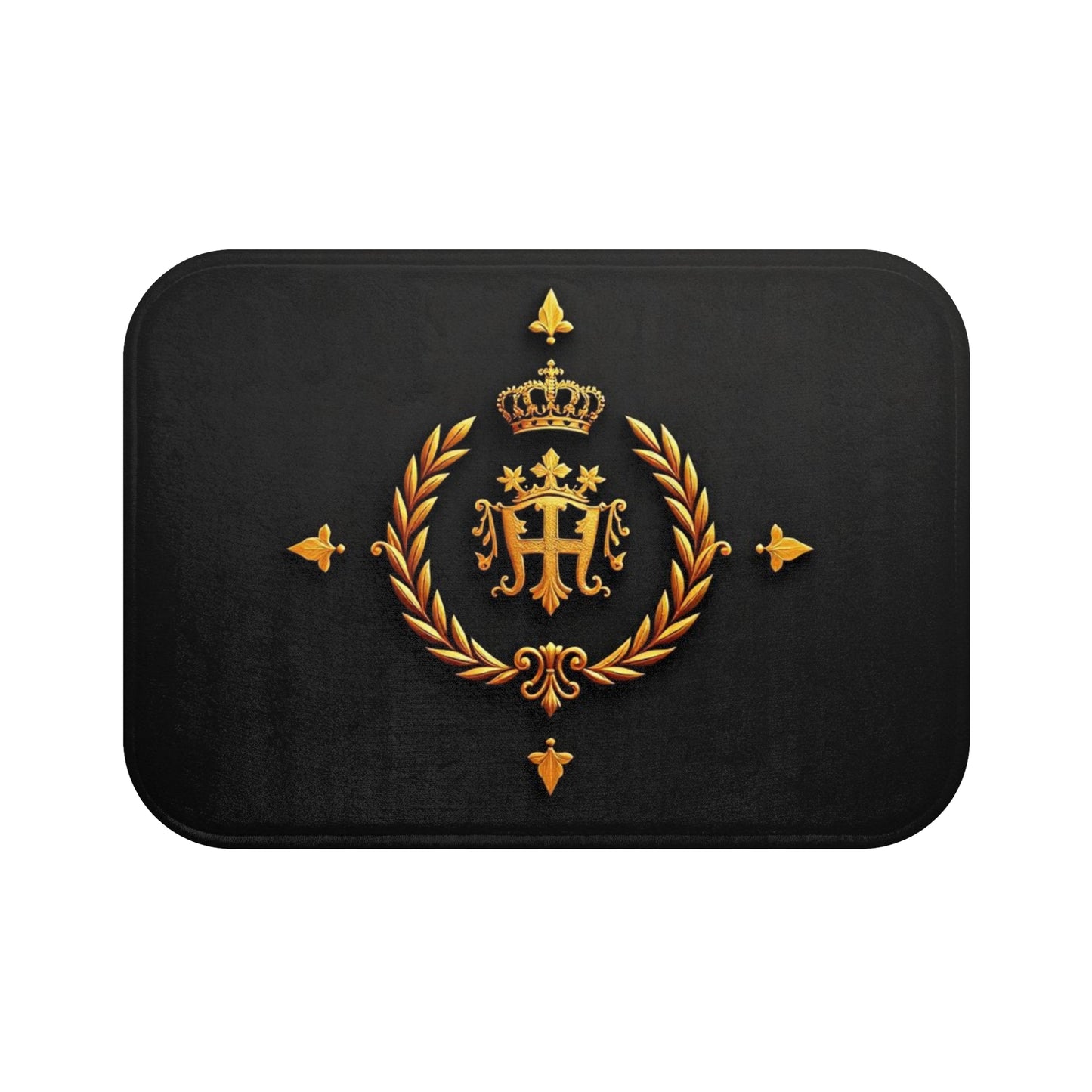 Luxurious Black Bath Mat with Crown Design, Elegant Bathroom Decor, Stylish Home Essentials, Spa Gift, Anniversary Present - Gold Crest