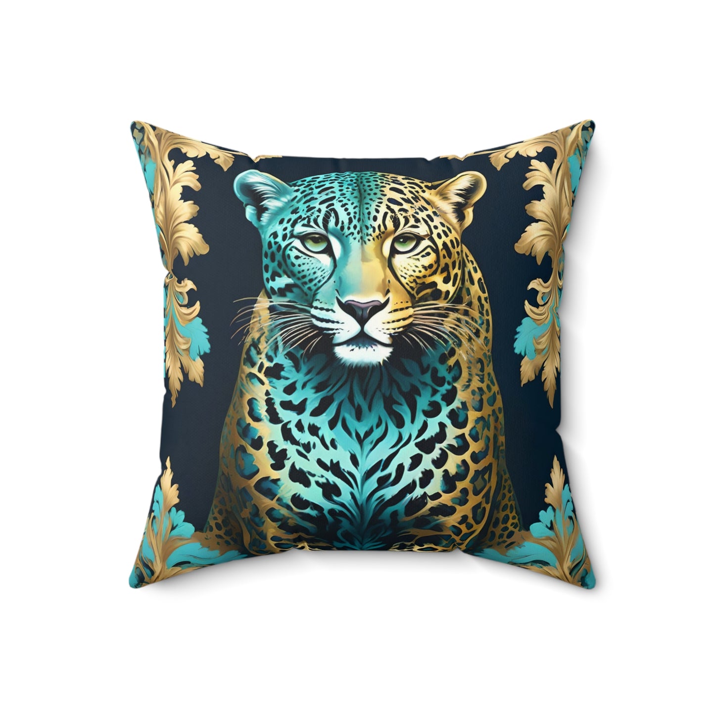 Elegant Leopard Print Faux Suede Pillow - Luxurious Home Decor - Turquoise Leopard