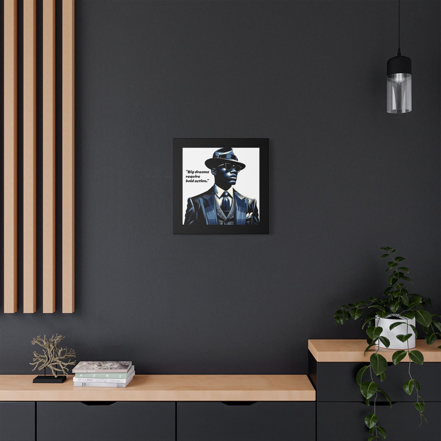 Afro Art Print Canvas, Wall Decor, Satin Stretched Canvas, African American Art, Office Decor, Home Decor - "Big dreams require bold action."